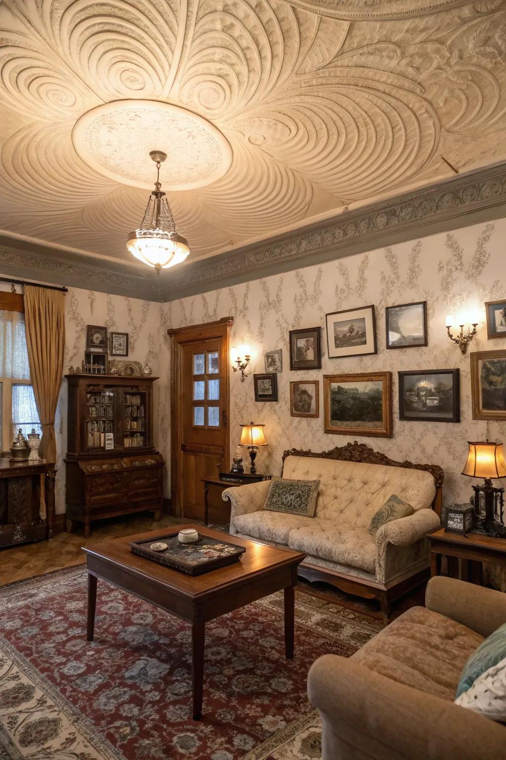 Infuse a nostalgic charm with a vintage circular texture.
