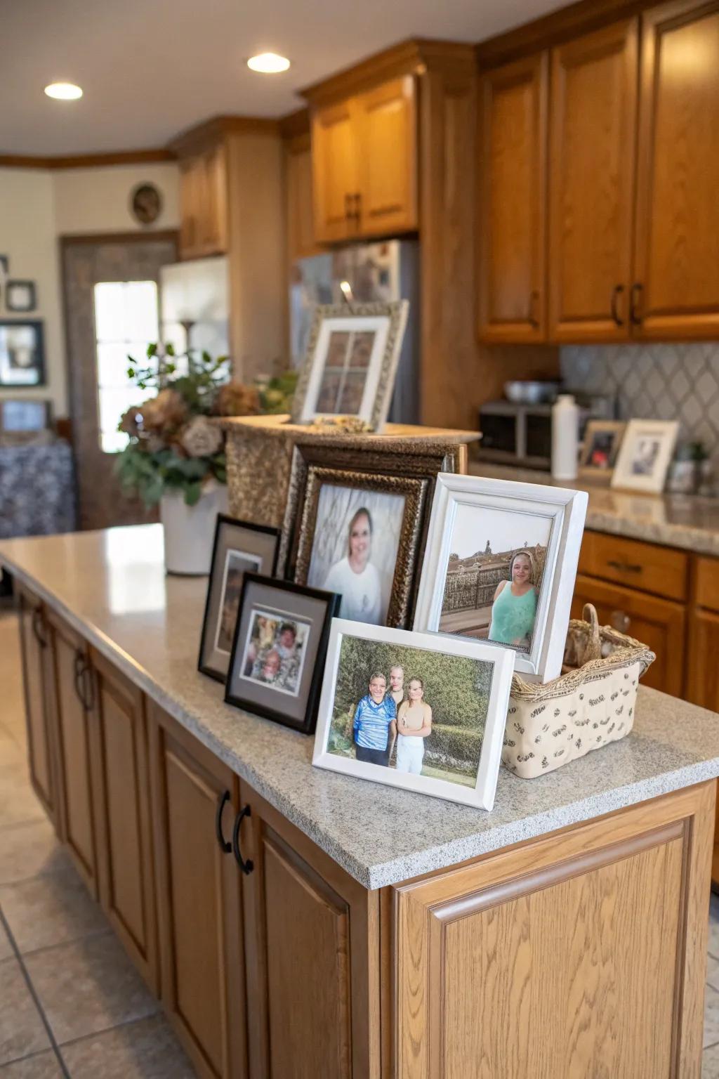 Incorporate a personal touch through cherished family portraits.