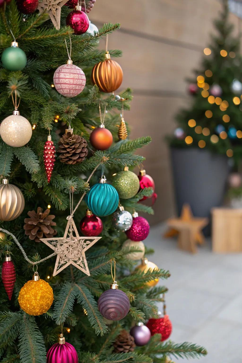 An eclectic intermix Christmas bauble tree that's as unique as your persona.