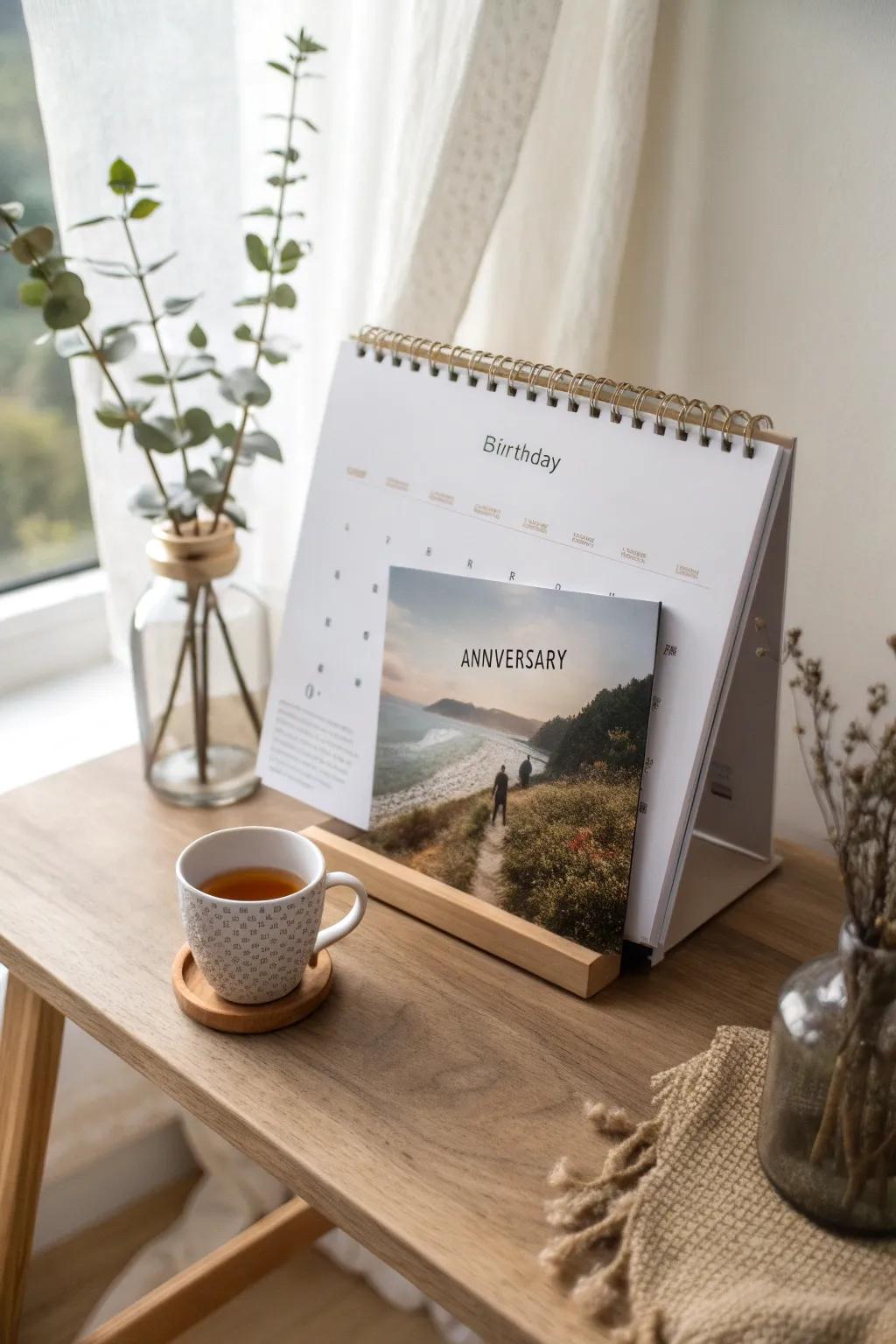 Elevate your present-gifting with a bespoke calendar that captures cherished memories and important dates in a beautifully minimalist flair.