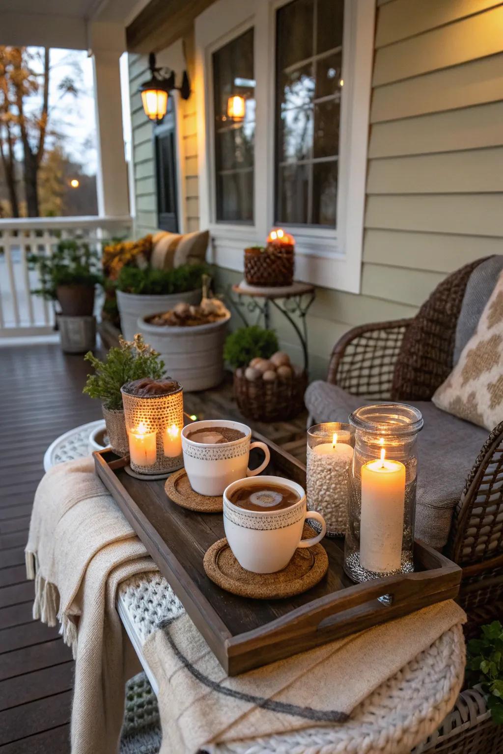 A comforting drink kiosk encourages visitors to cozy up.