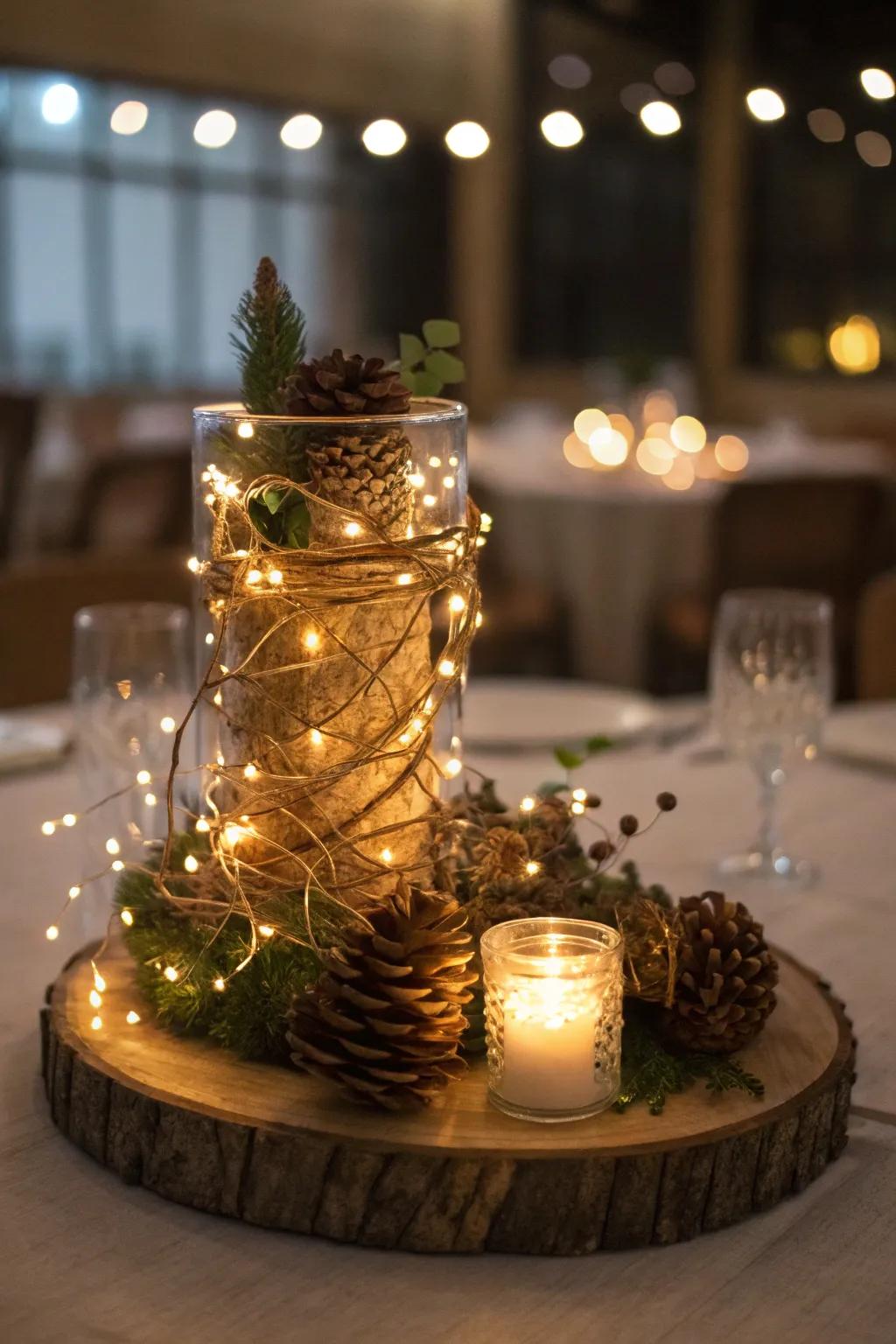 Fairy lights add an inviting flicker to any centerpiece.