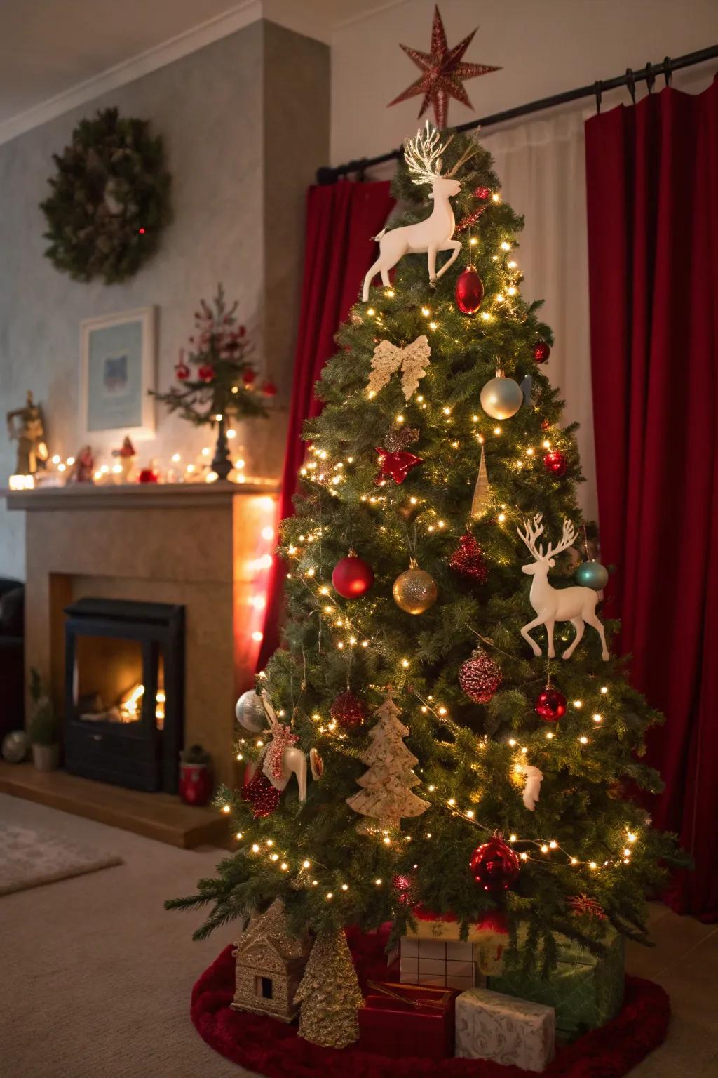 A magical enchanted forest-themed Christmas tree.