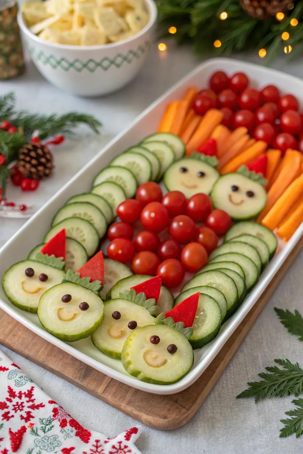 Cheerful imp veggie visages to introduce joy to your holiday table.