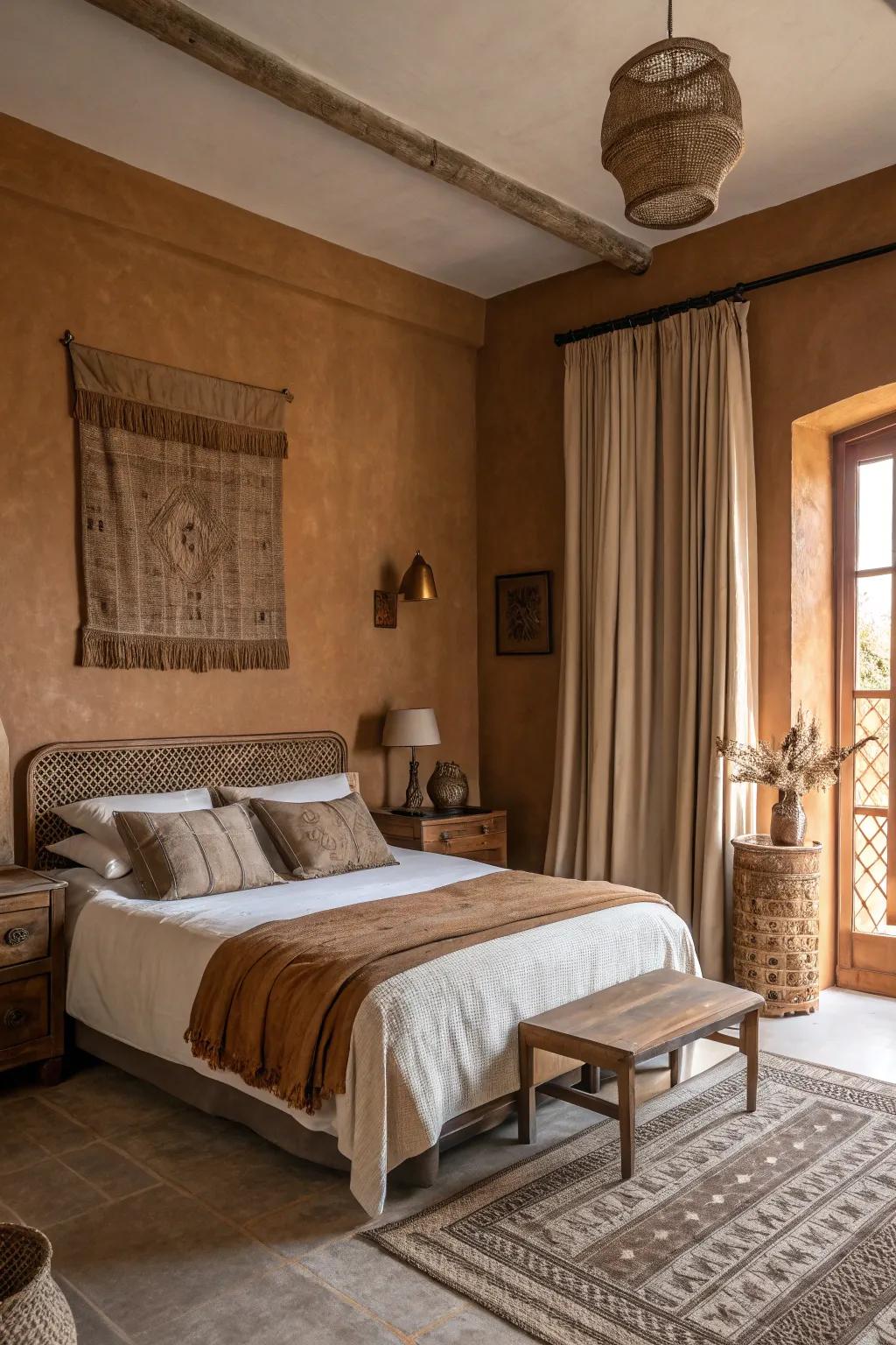 A monochromatic brown scheme creating a stylish visual.