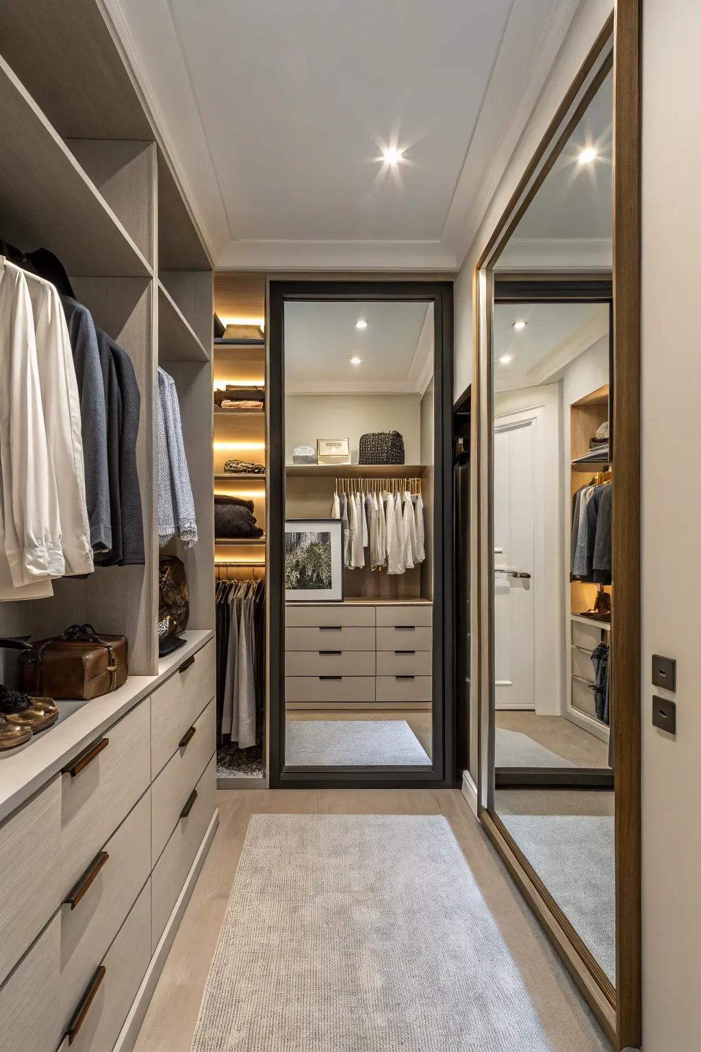 A looking glass brings function and a sense of openness.