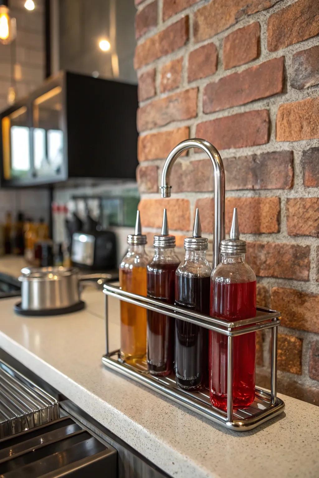 Steel pipe stand for a bold industrial chic aesthetic.