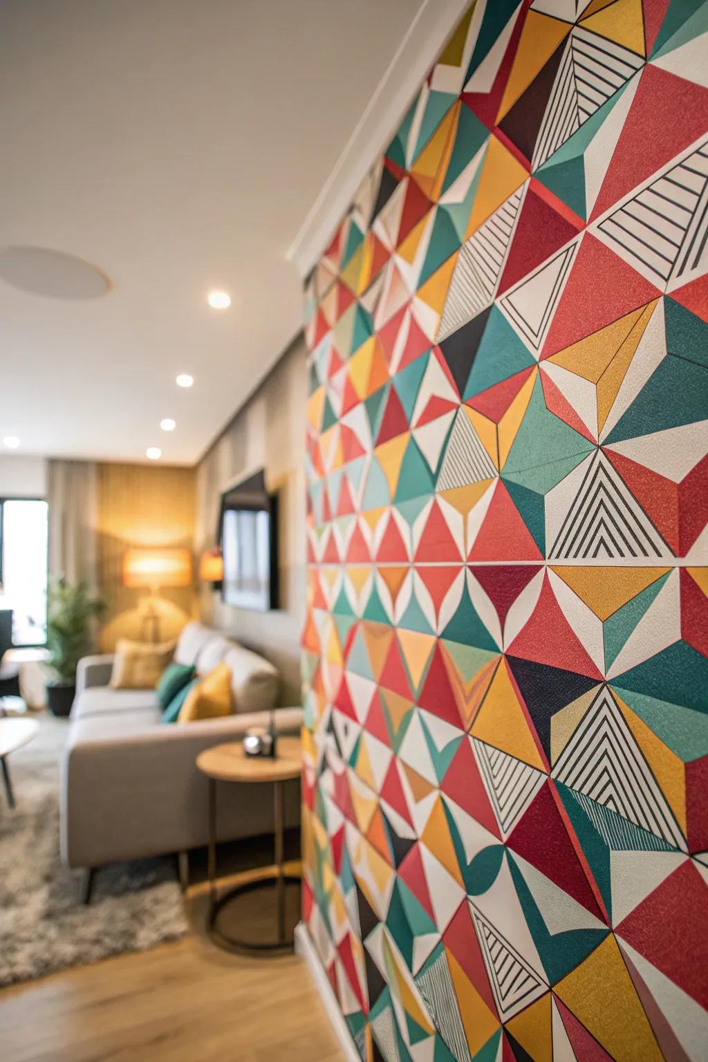 A patterned wallpaper wall making a bold statement