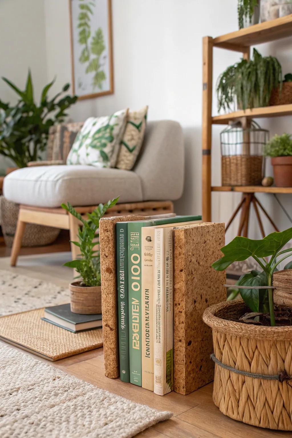 Cork bookends for a sustainable and stylish accent