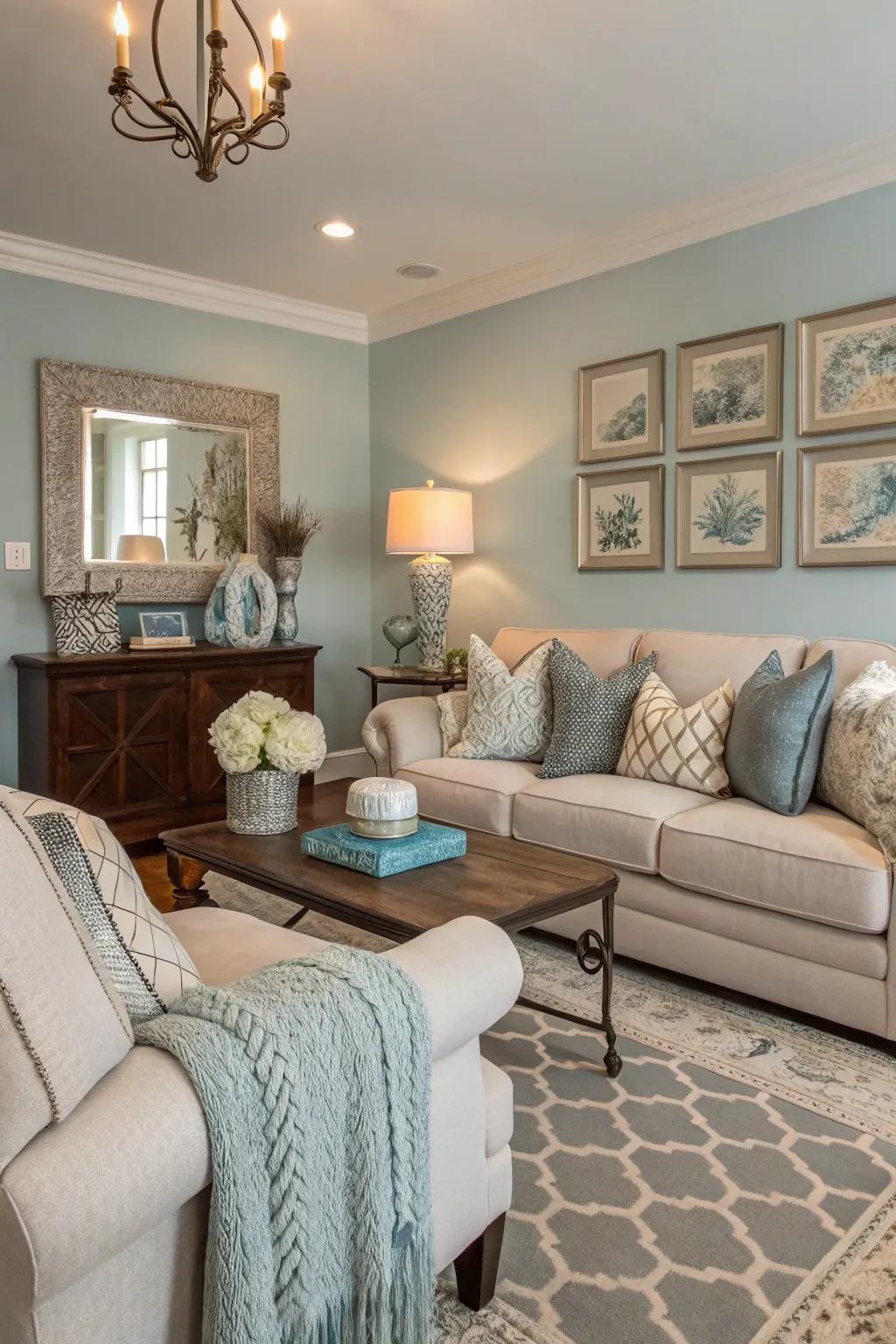This living room is made harmonious and coherent by a unified shade selection.