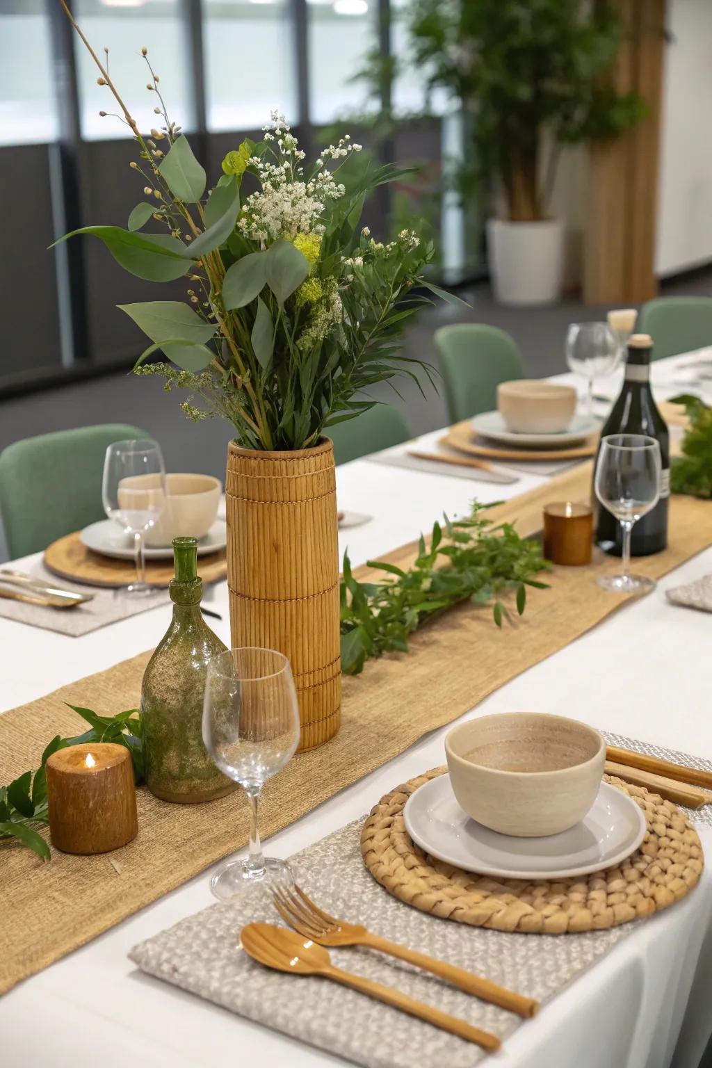 Sustainable selections through earth-conscious centerpiece materials.