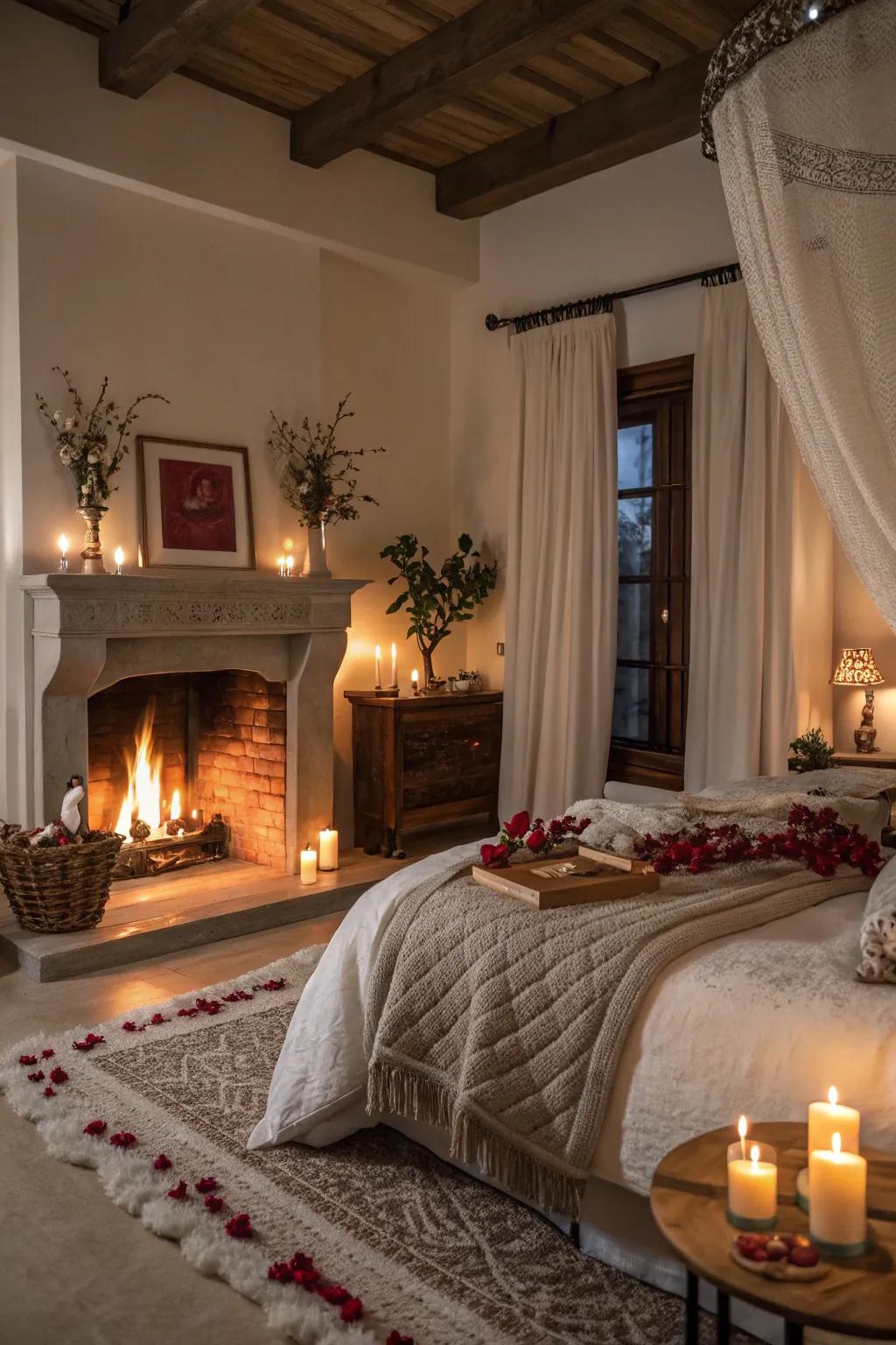 A fireplace for intimate, romantic evenings