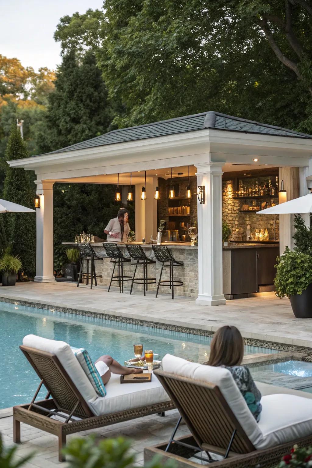 A poolside BBQ zone provides a luxurious and entertaining space.