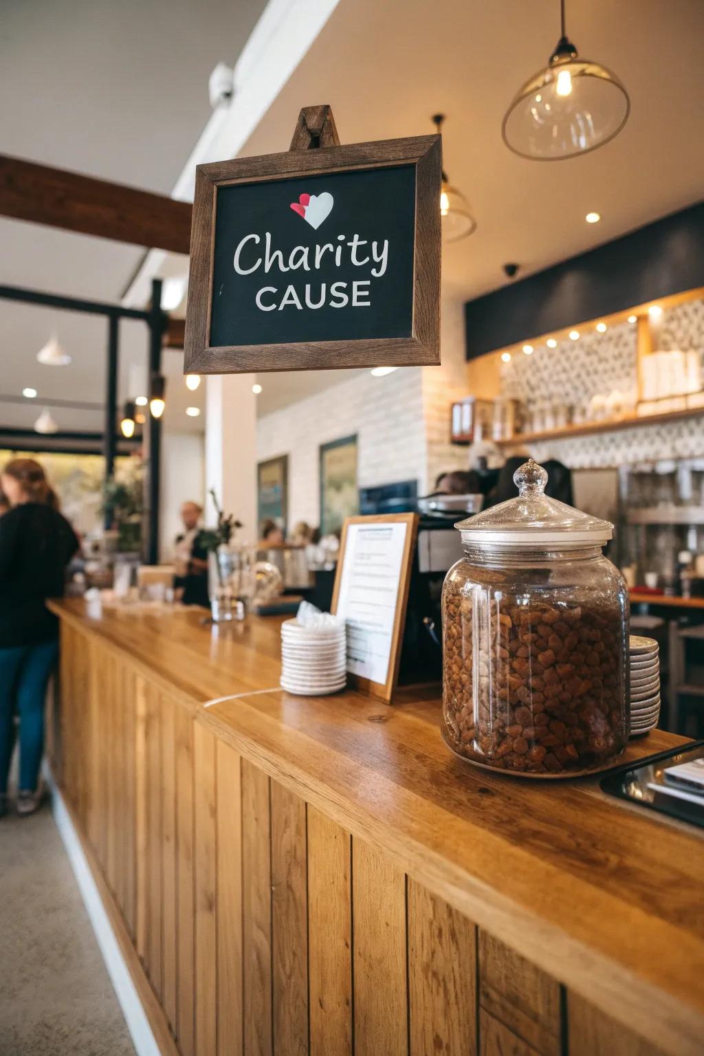 A charitable tip container inviting generosity