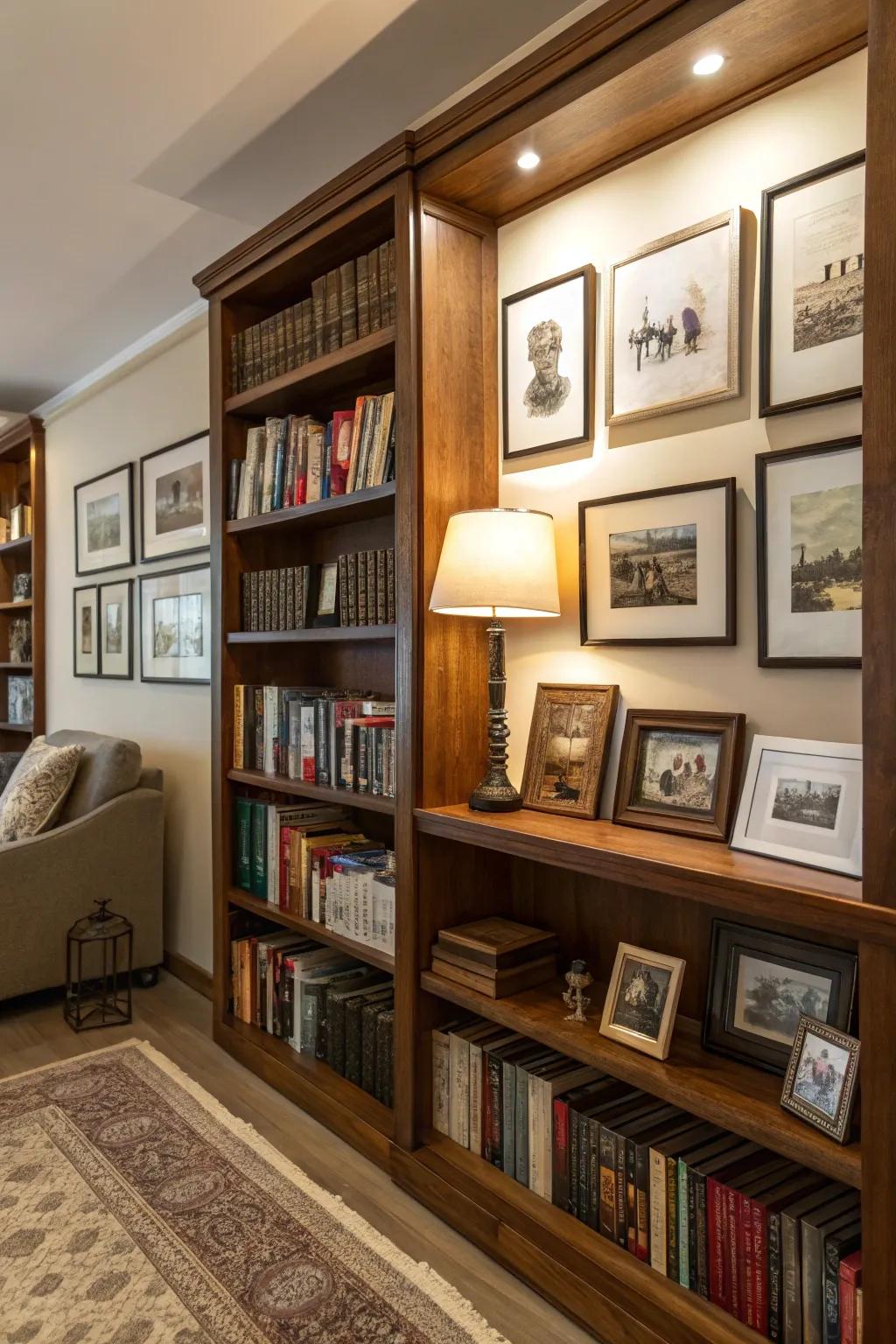 Bookshelf displays combine reading material and art for a refined style.