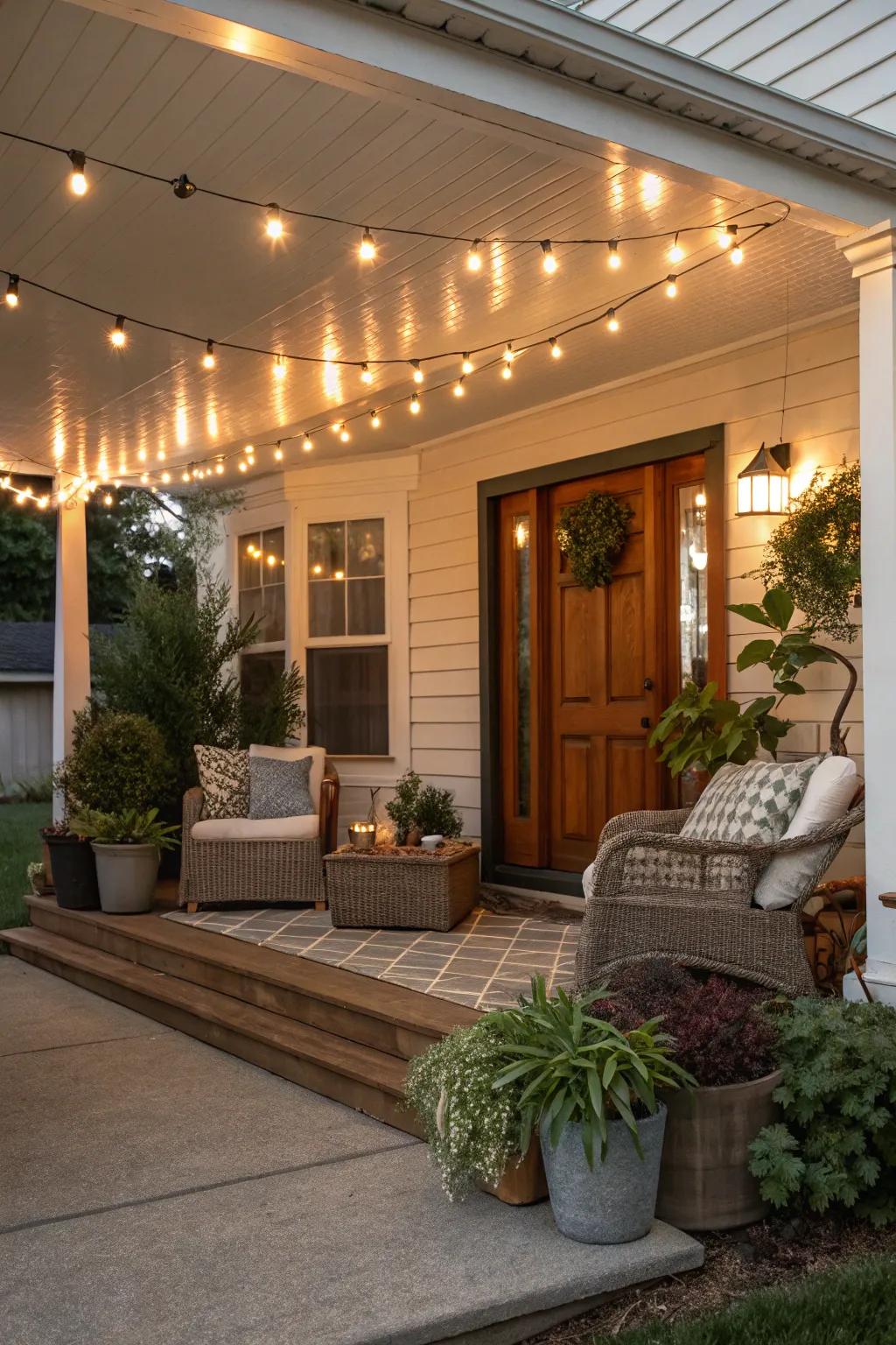 Lights set a perfect scene on your porch.