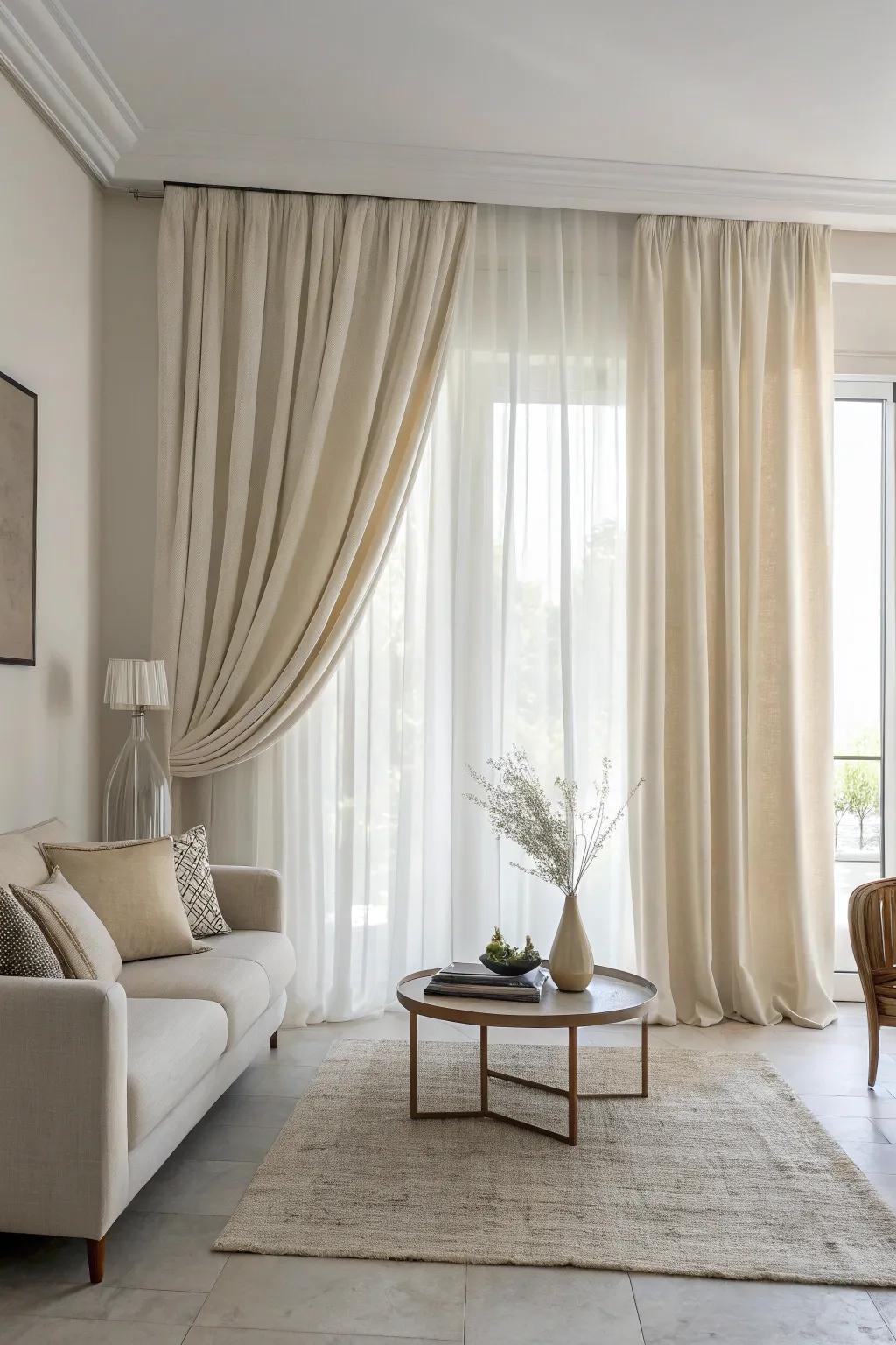 Minimalist coverings complement a clean and uncluttered decor.