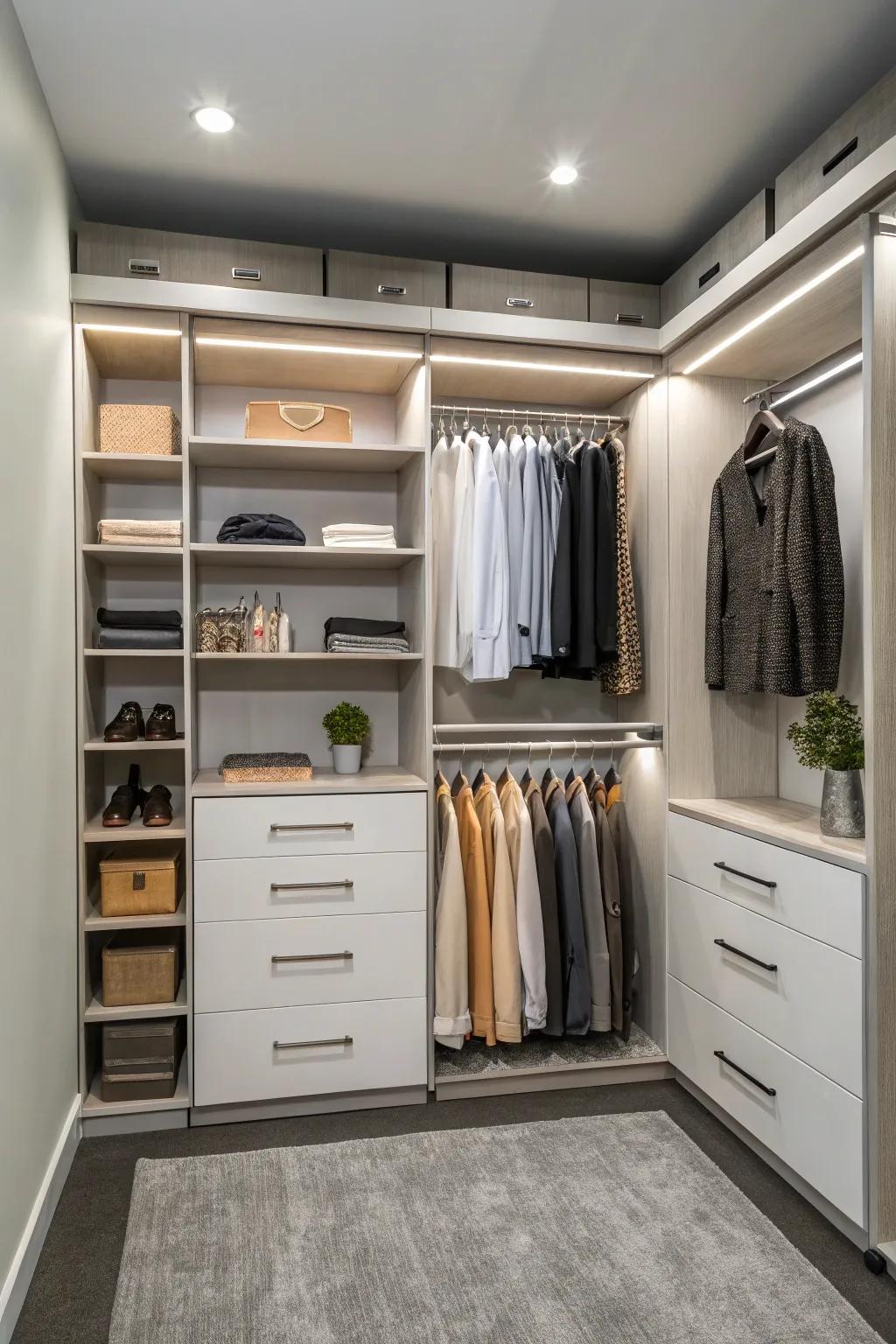 Versatile shelving delivers adaptable storage solutions.