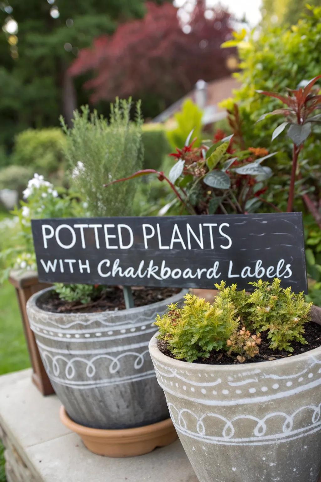 Chalkboard botanical vessels infusing a creative aptitude to interior horticulture.