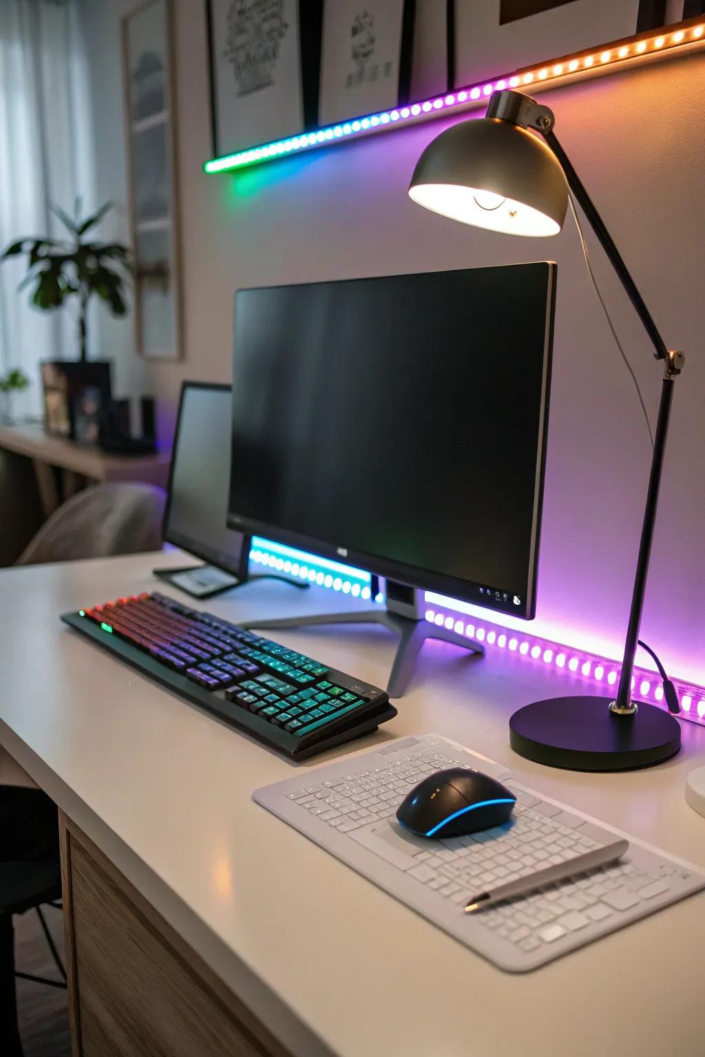 Innovative lighting emphasizes the standout elements.