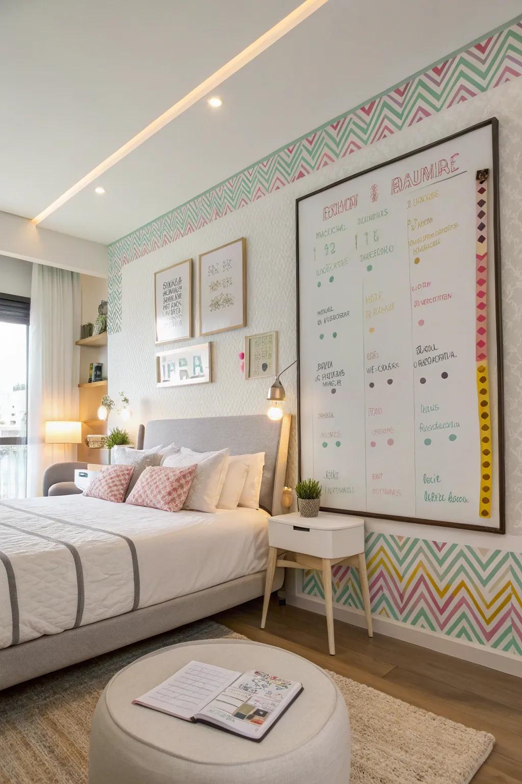 Add a burst of color with a DIY frame around your whiteboard.