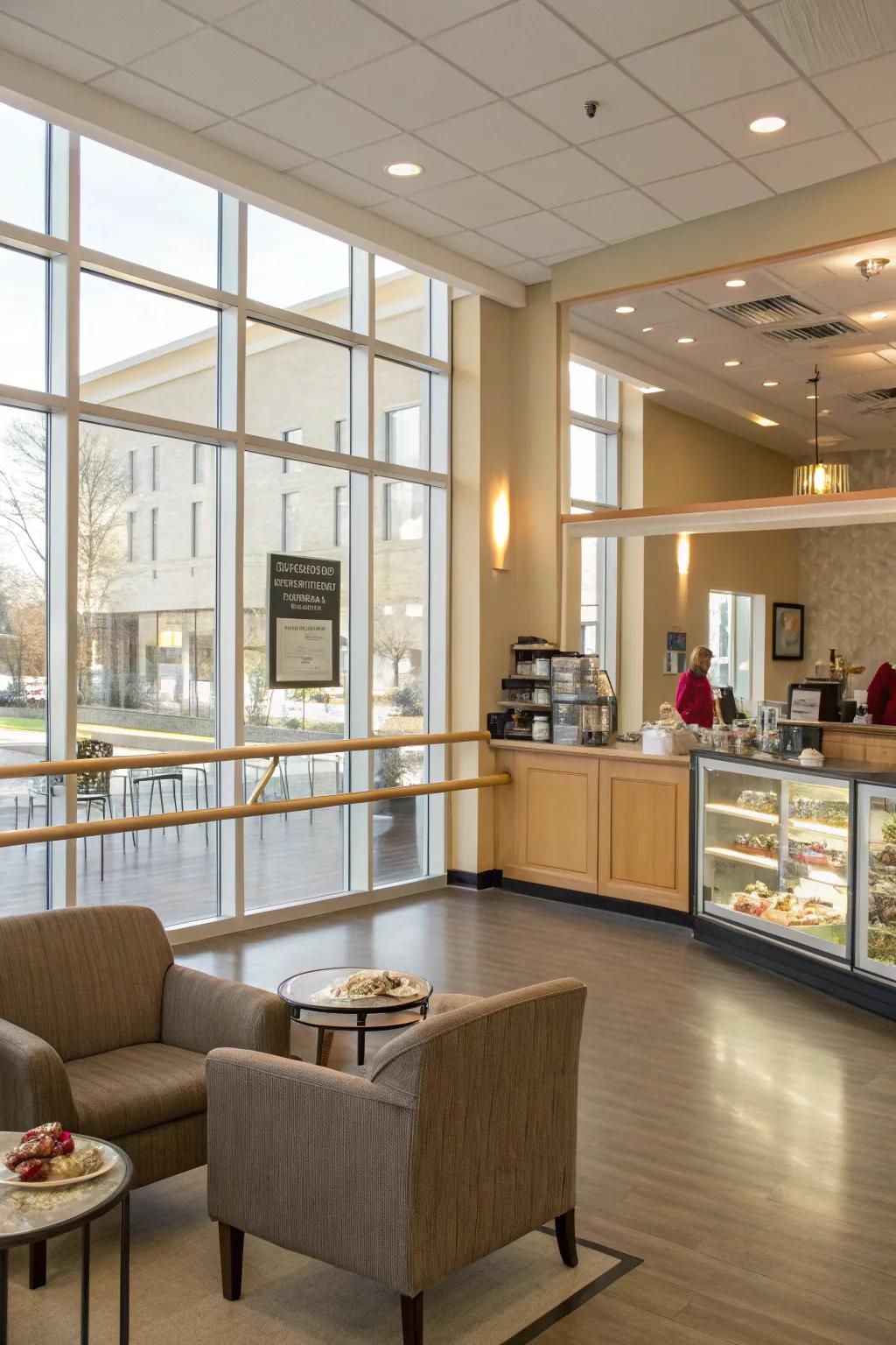 A mini café makes for a community hub.