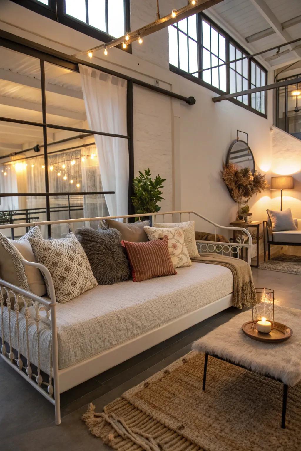 With a daybed, turn your loft into a cozy retreat.