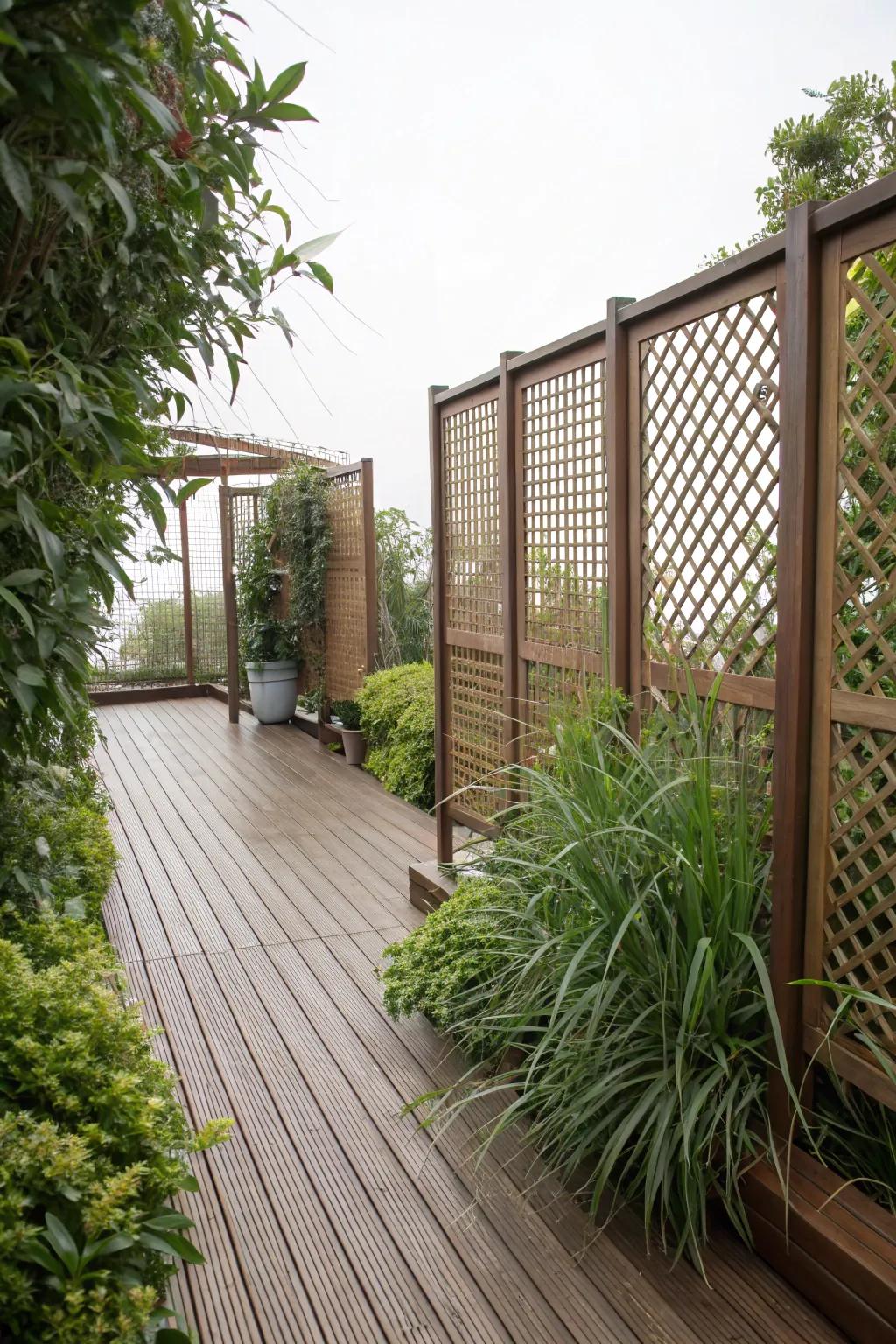 Privacy screens create a serene, intimate retreat.