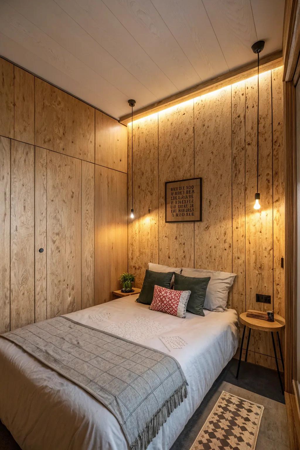 Textured wall panels add depth and elegance to small spaces.
