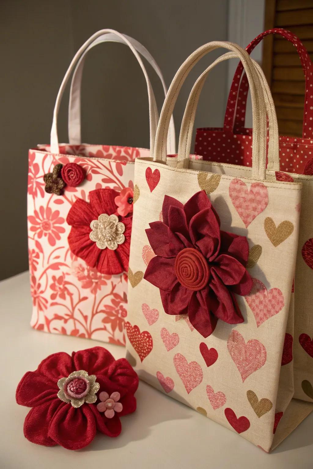 Textile blossoms impart elegance and texture.