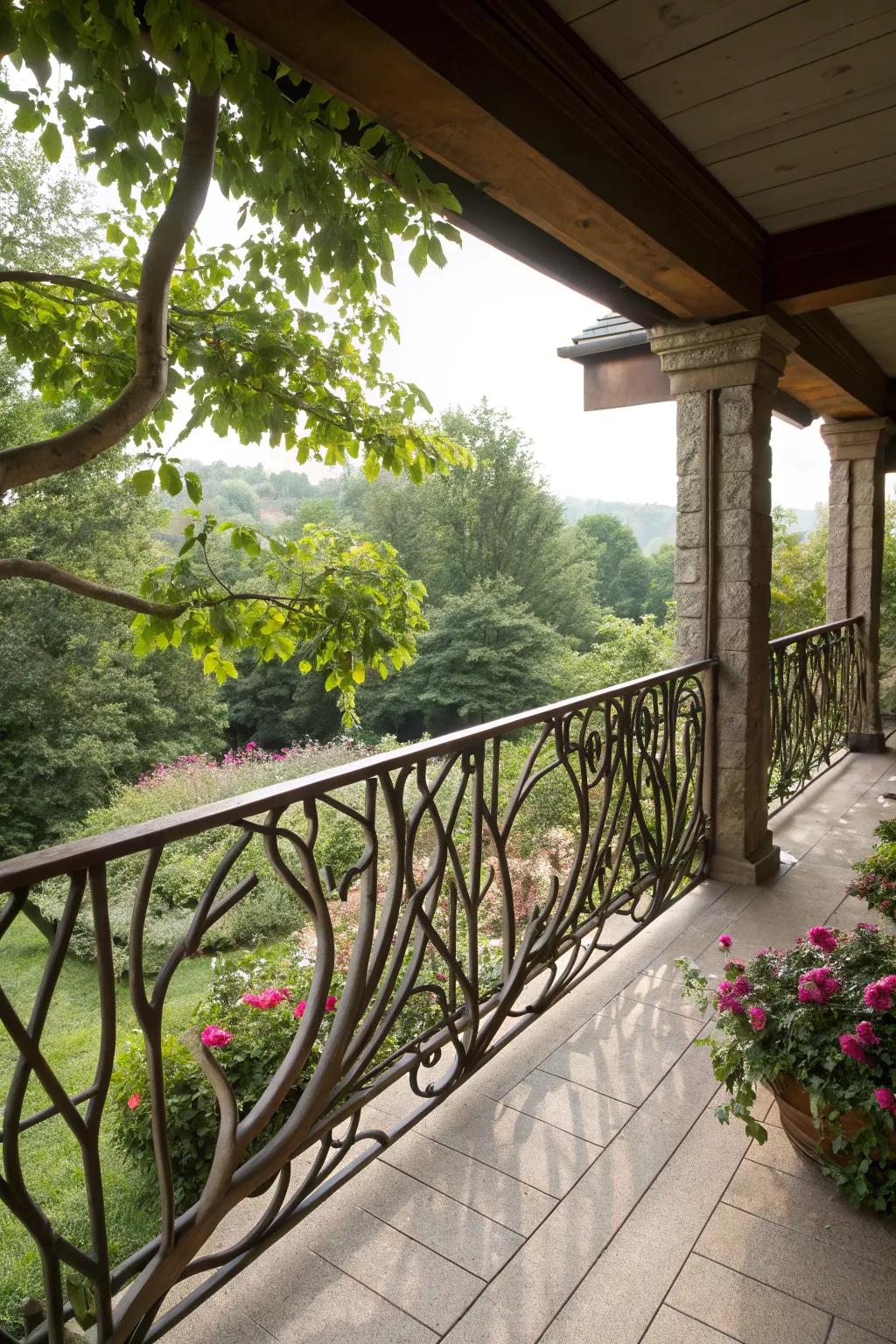 Strengthen the bond with nature through branch-inspired railings.