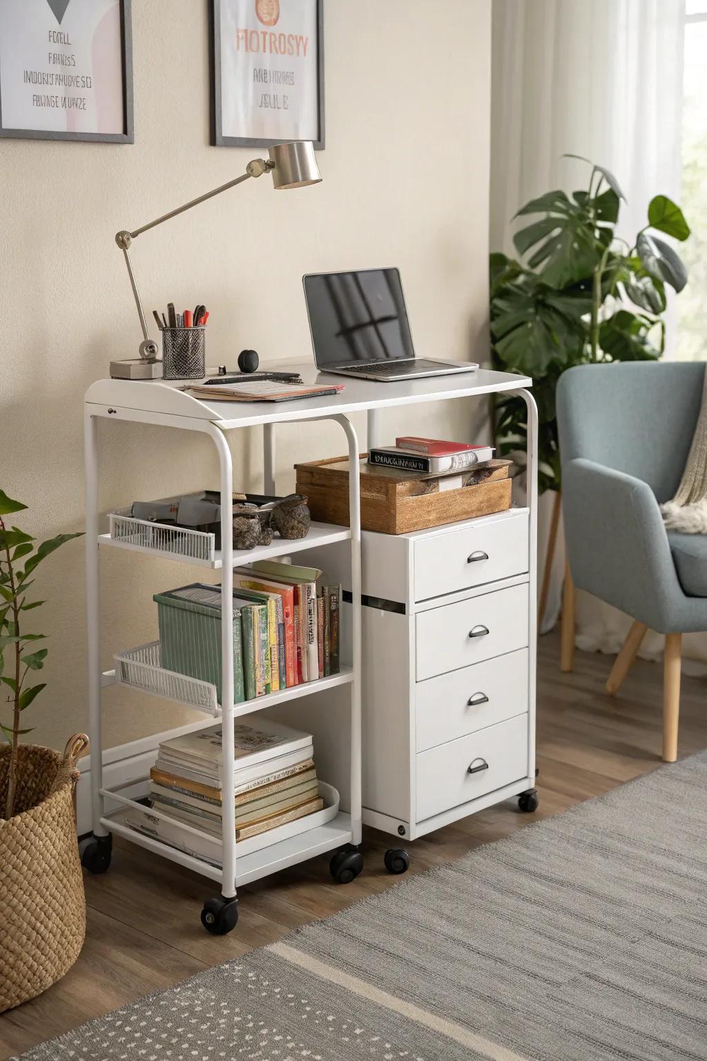 Mobile carts for adjustable space solutions.