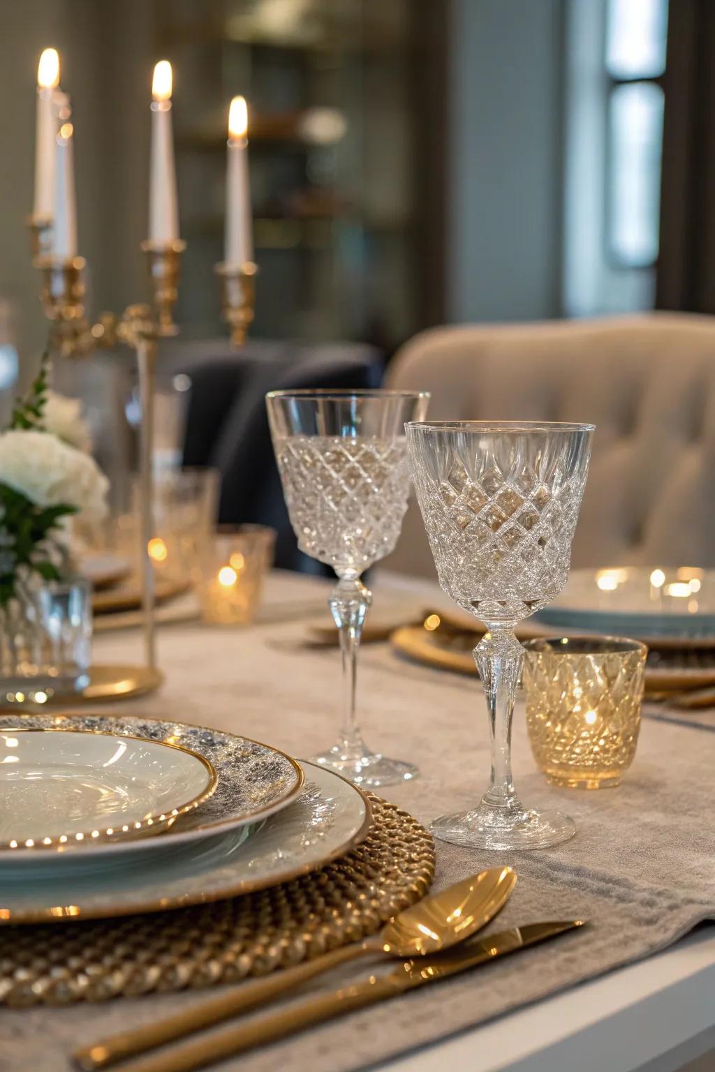 Vitreous accents for a sophisticated sparkle.