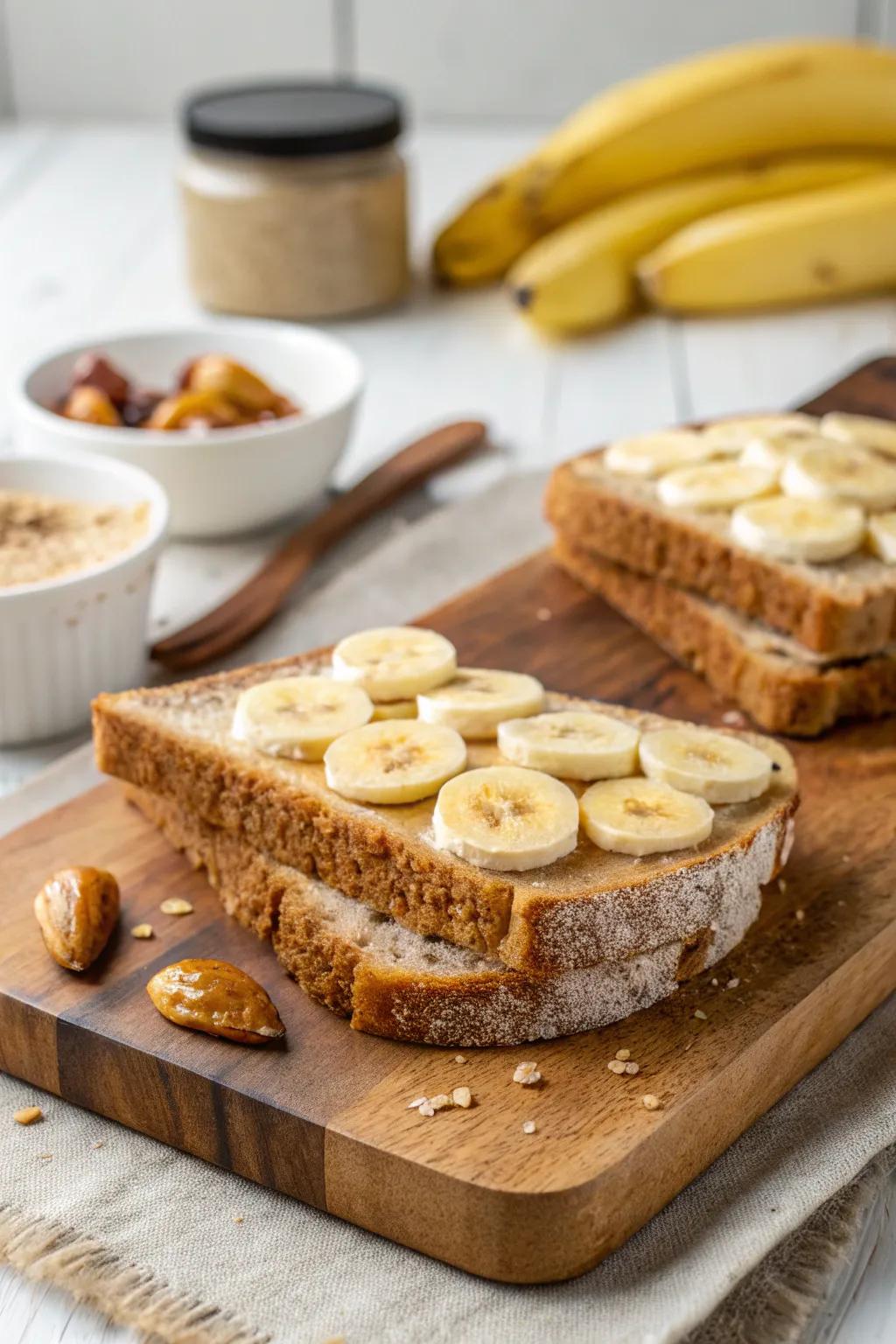 Relish the simple pleasure of a nut butter and banana sandwich.