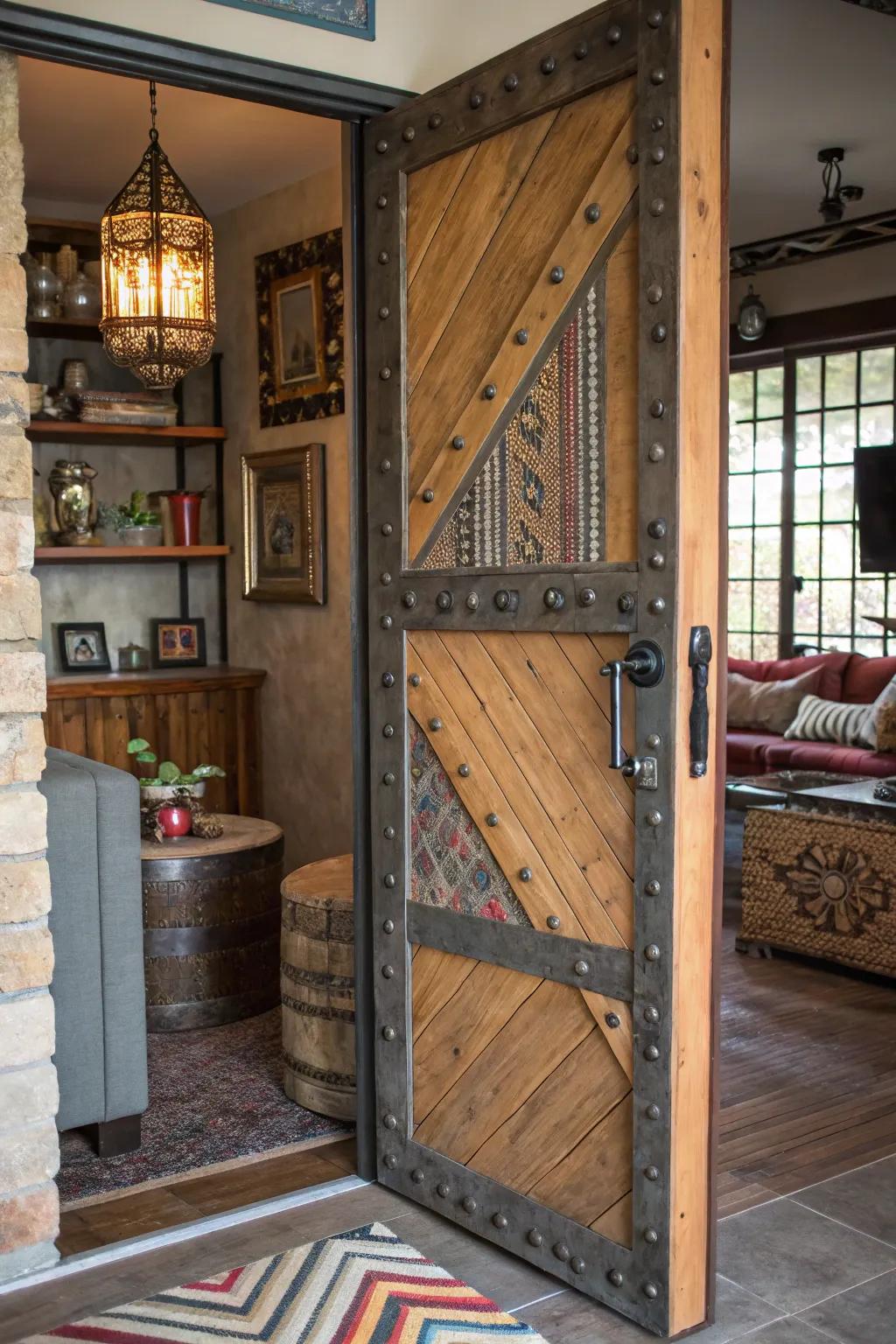Combining textures on doors adds a surprising and welcoming touch.