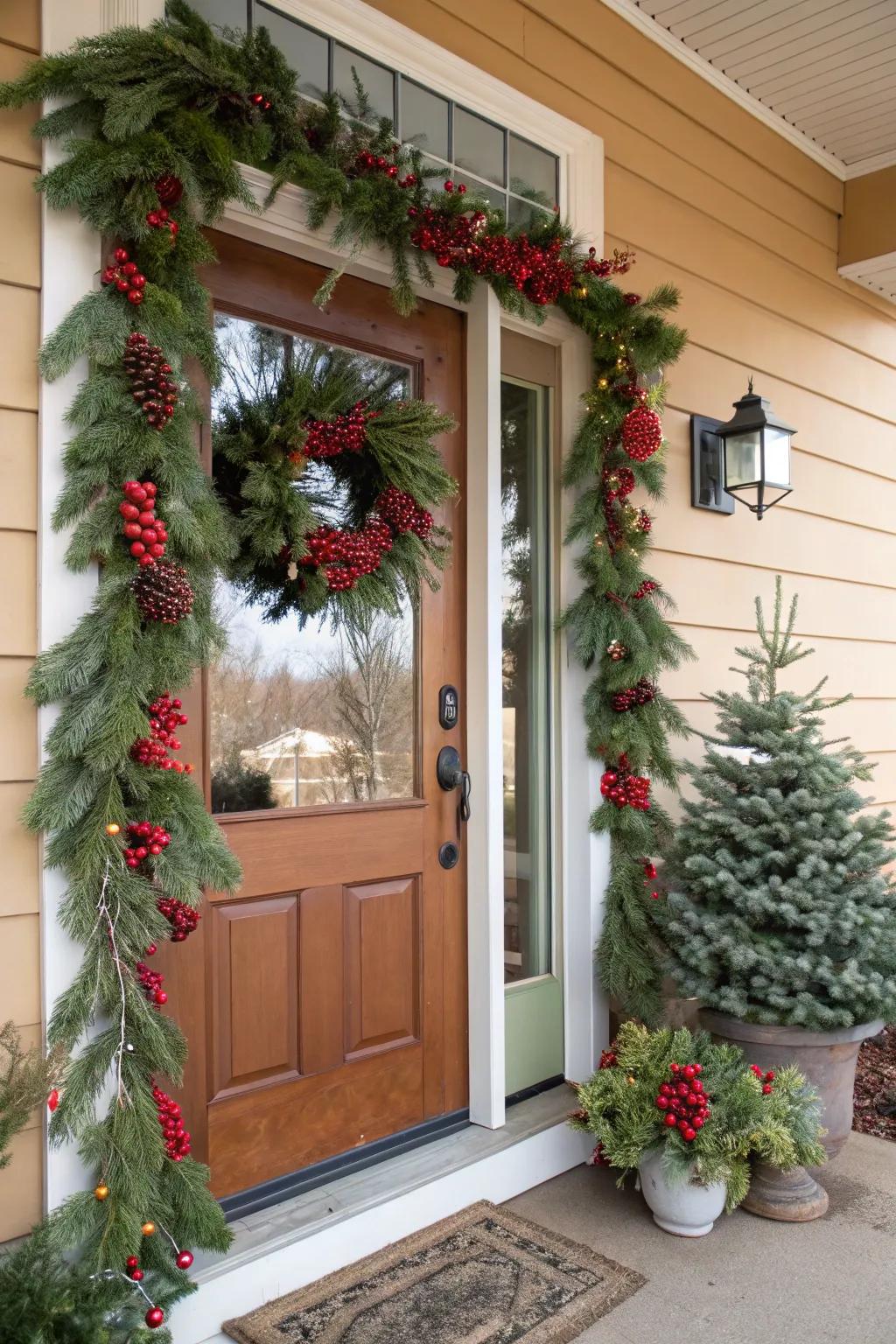 Enhance festivity using seasonal garland swag.