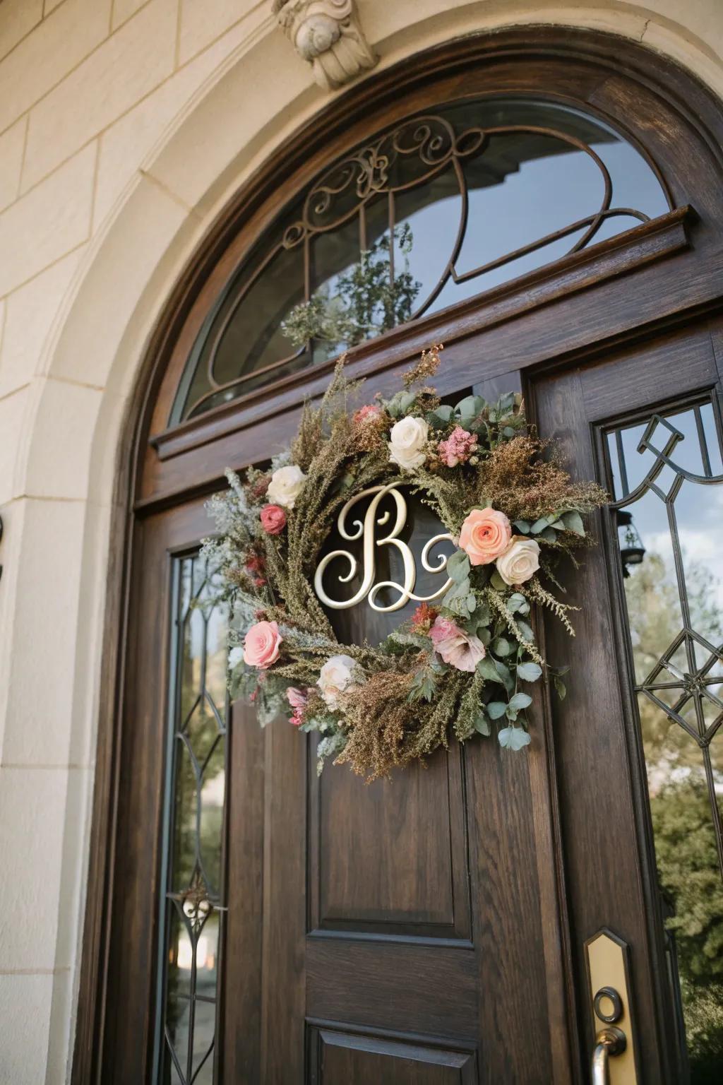 A letter wreath adds a personal touch of style.
