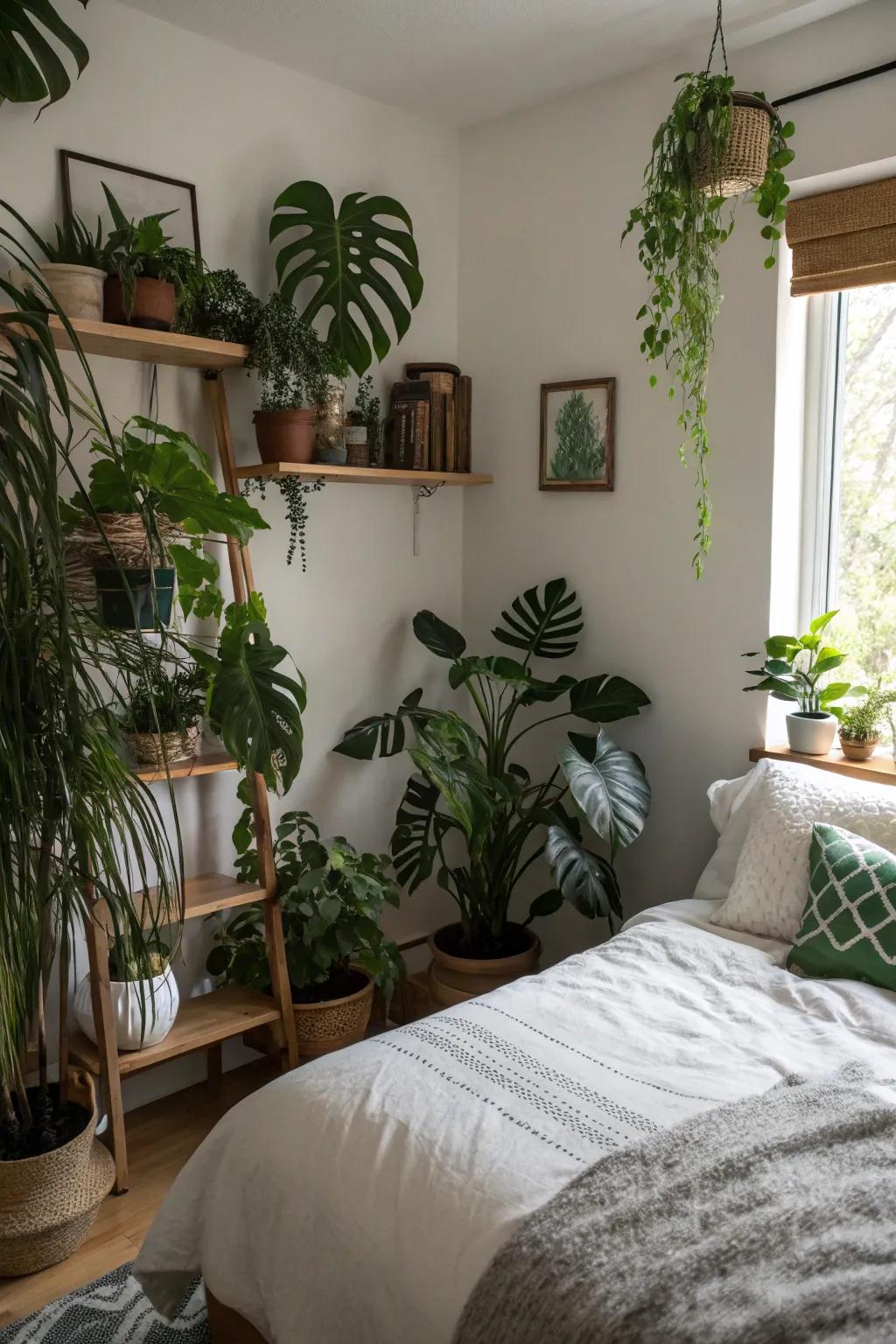 Lush verdant plants breathe life and comparison into the environment.