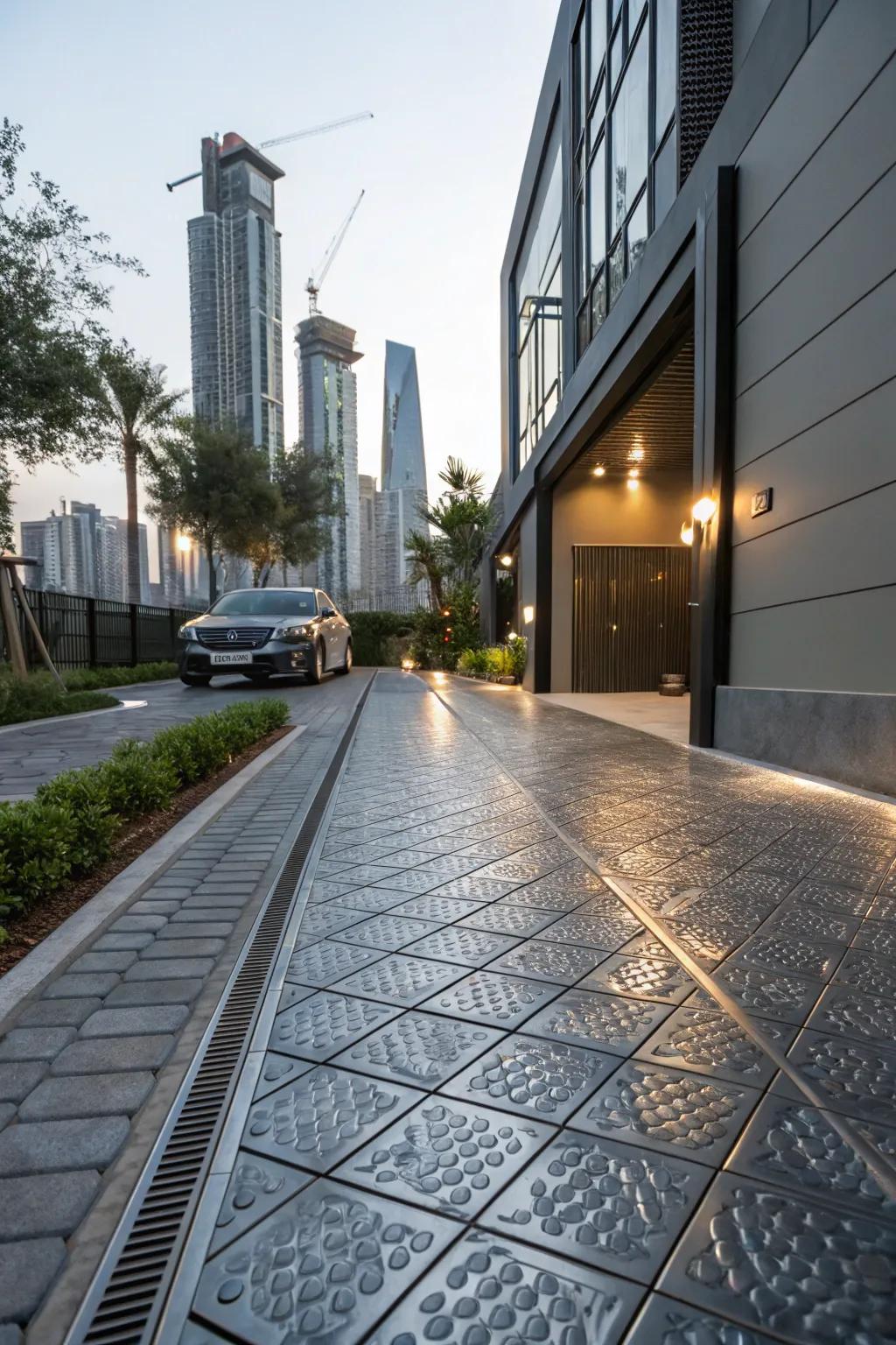 Industrial chic tiles add a contemporary flair.