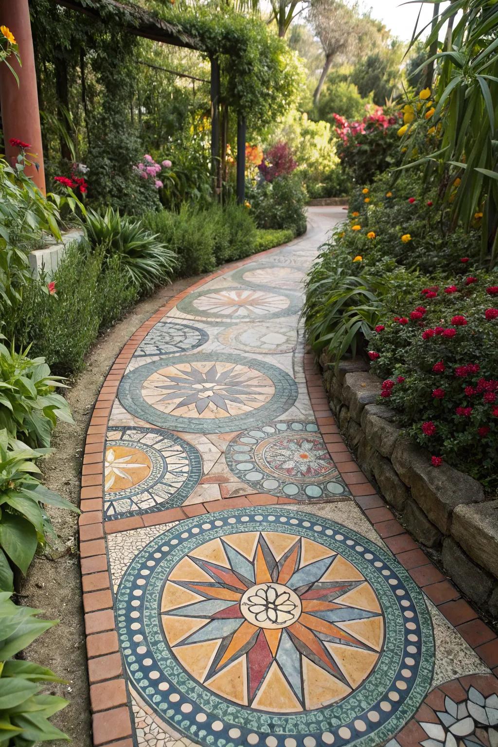 A colorful mosaic path inspiring creativity.