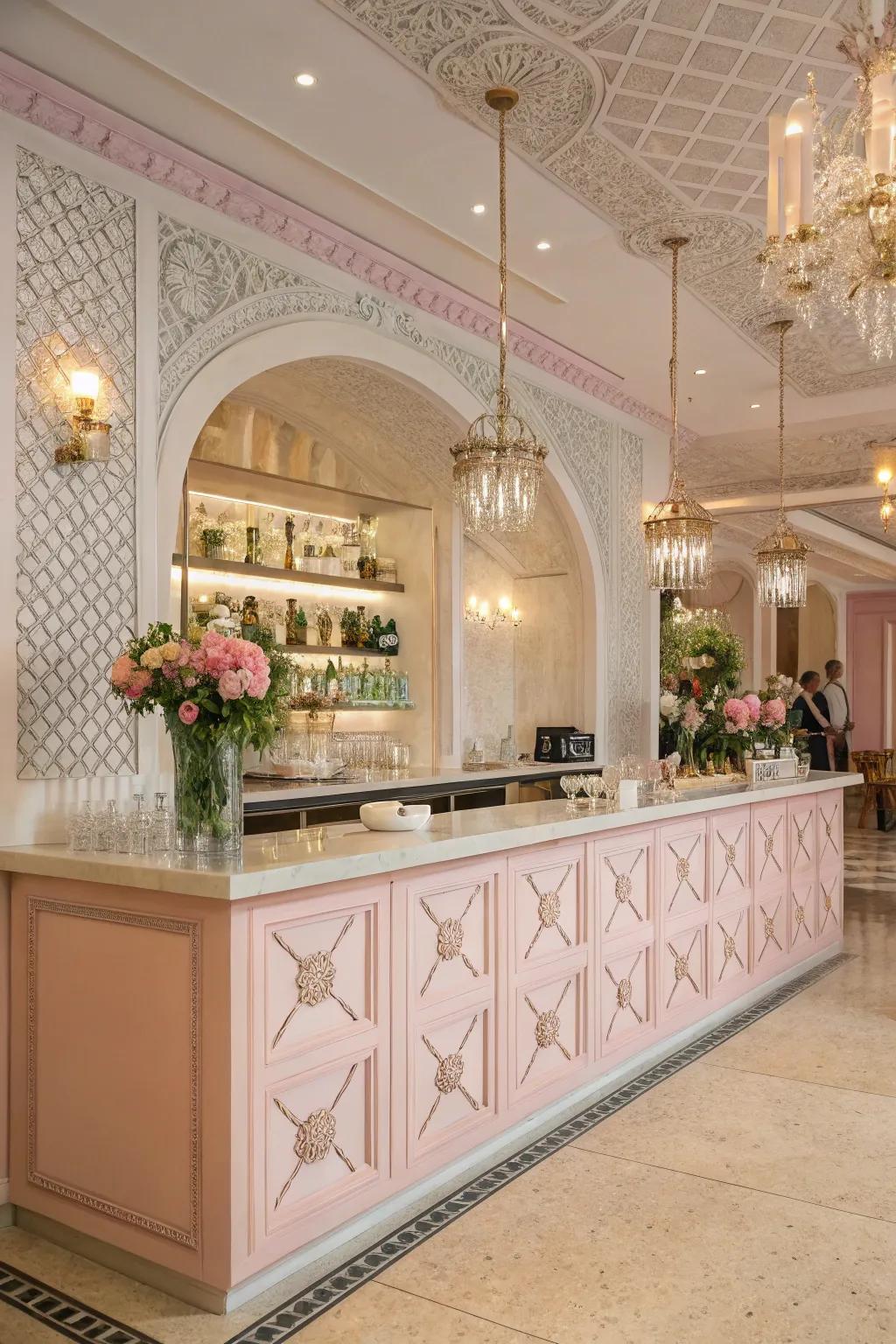 Feminine impressions fashion a gentle, elegant atmosphere.