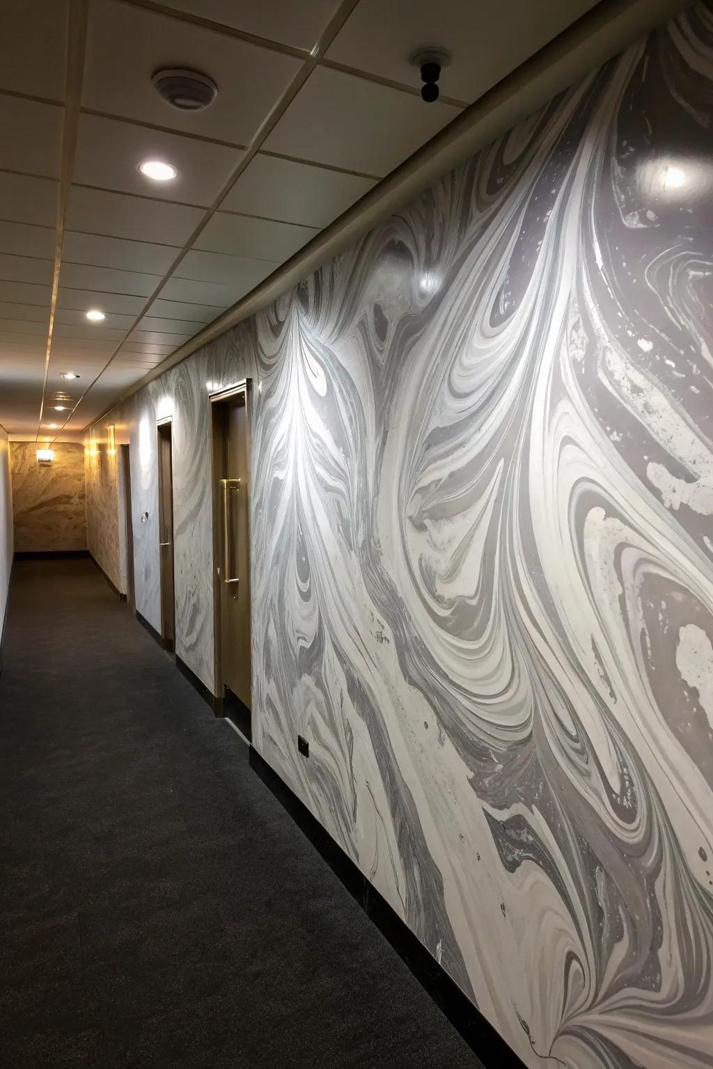 Polymer film marbling texture exudes artistic surprise.