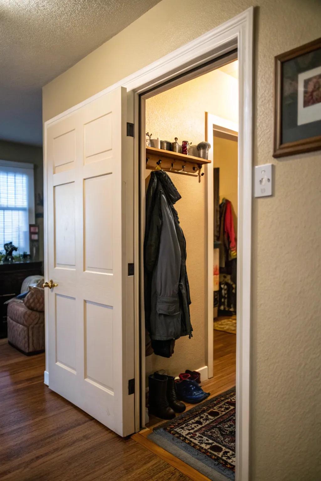 Hide coats with a sliding door for a streamlined entryway.