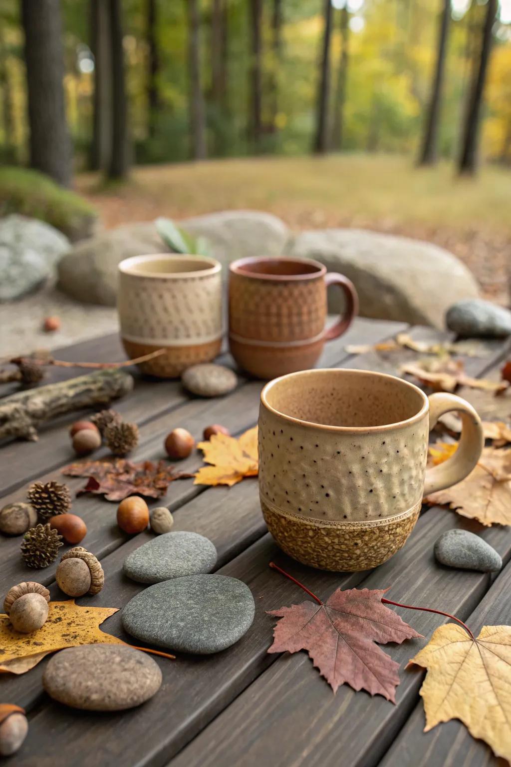 Nature-inspired stoneware vessels for fall.