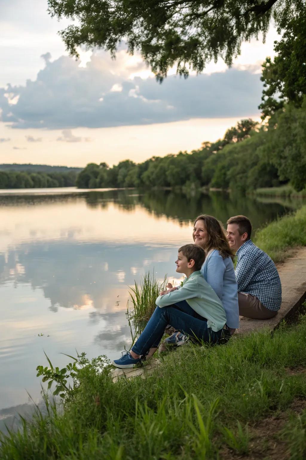 Capture tranquility and beauty by the water's boundary.