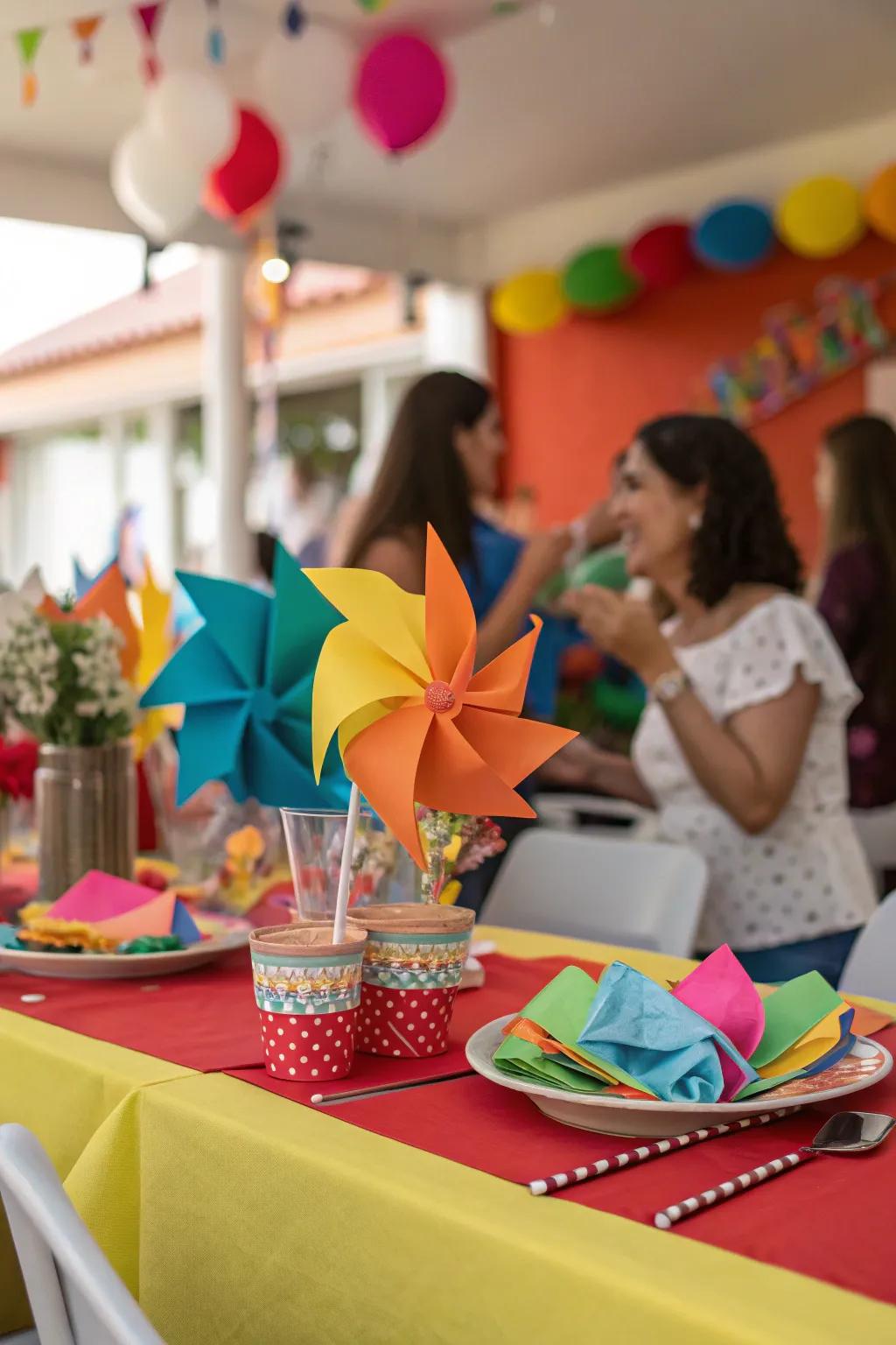 Fan windmill folds add energy and fun to your celebrations.