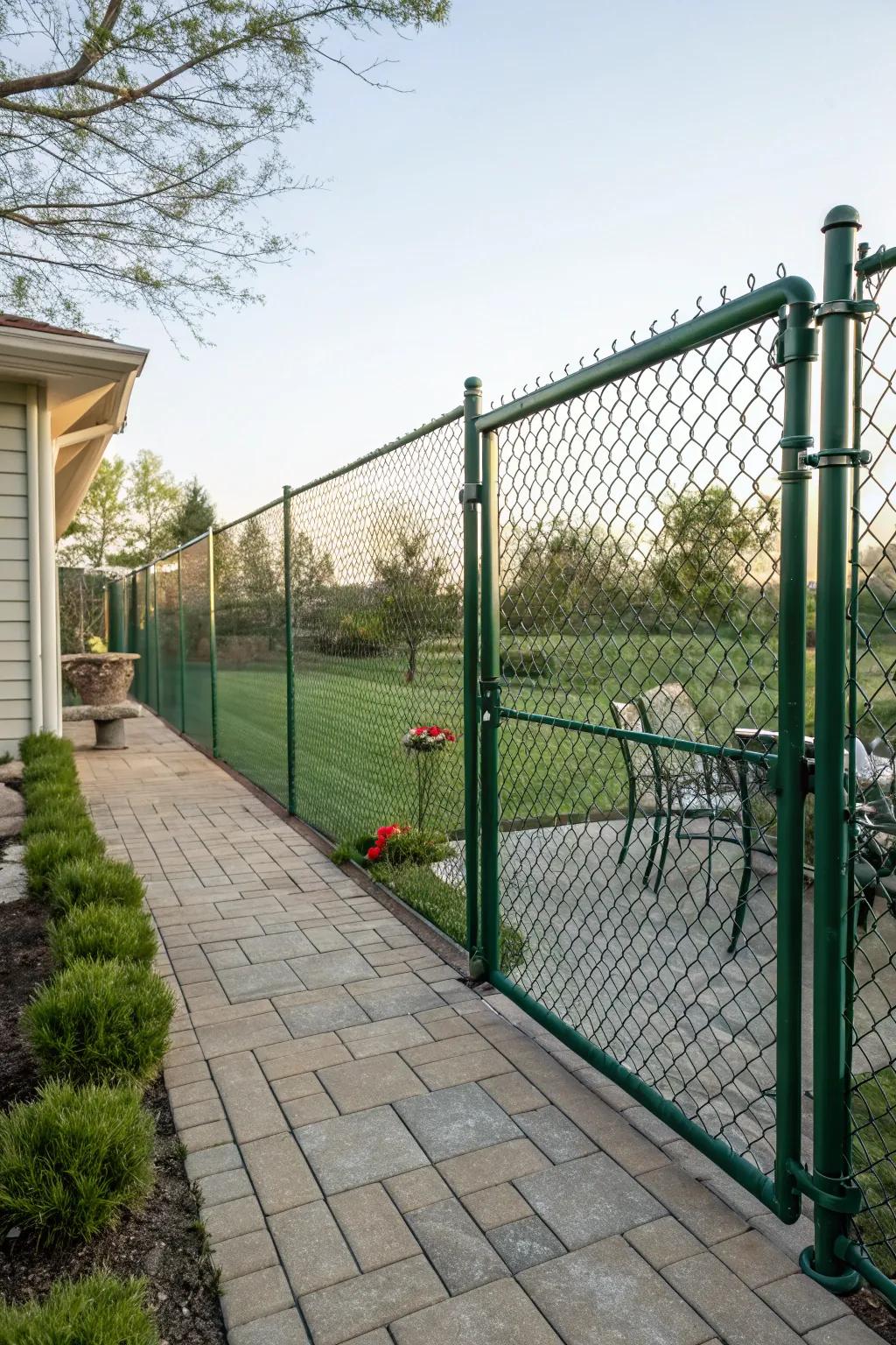 Chain link fences are budget-friendly and adaptable.