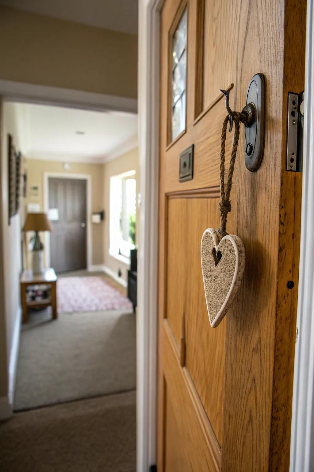 Personalize your entrance with a heart-formed suspension.