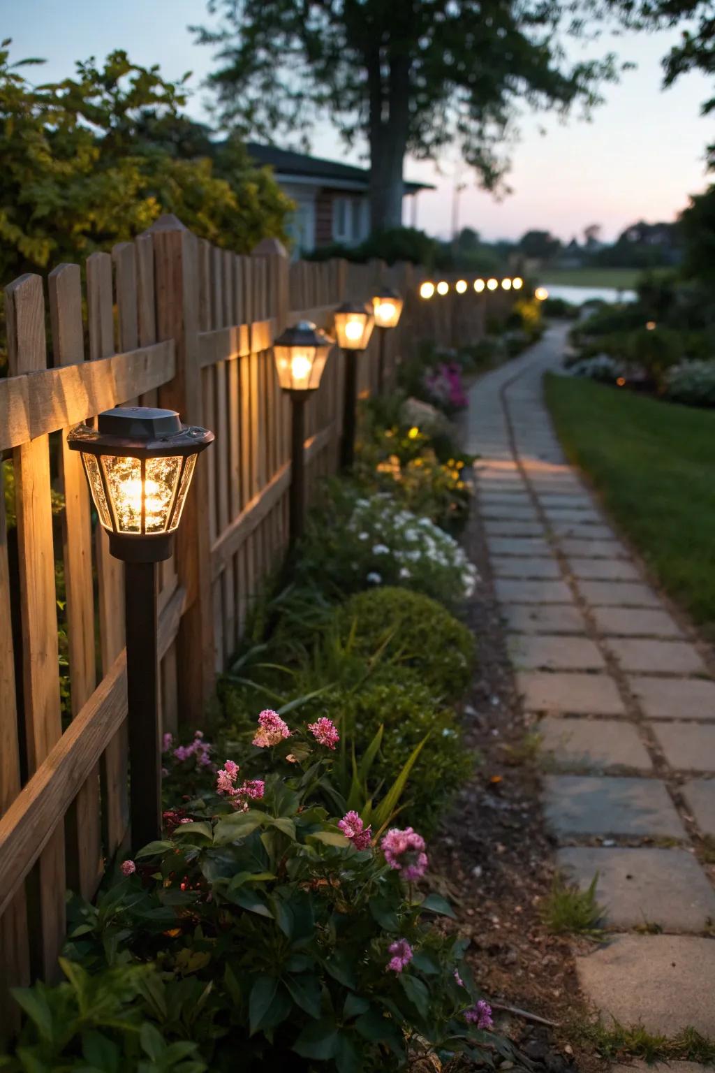 Solar light toppers brighten your fence and save energy.