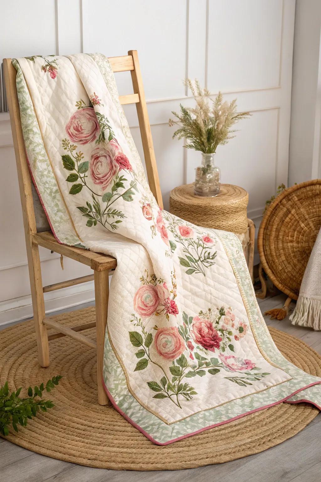 Wrap yourself in the romantic luxury of a Bloom Flourish quilt, where simplicity meets natural beauty.